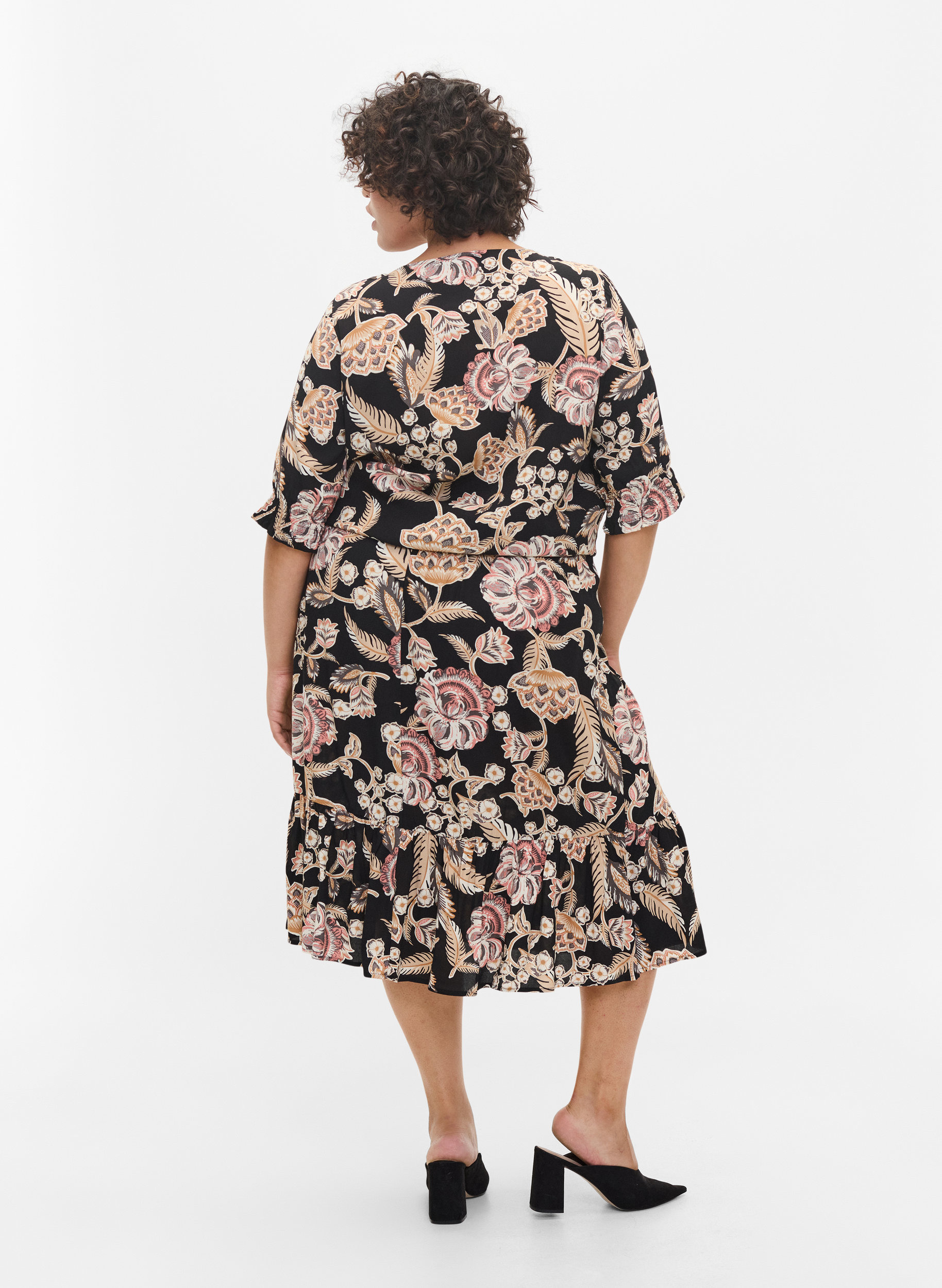 Mønstrete viskoseskjørt med volangkant, Paisley Flower, Model