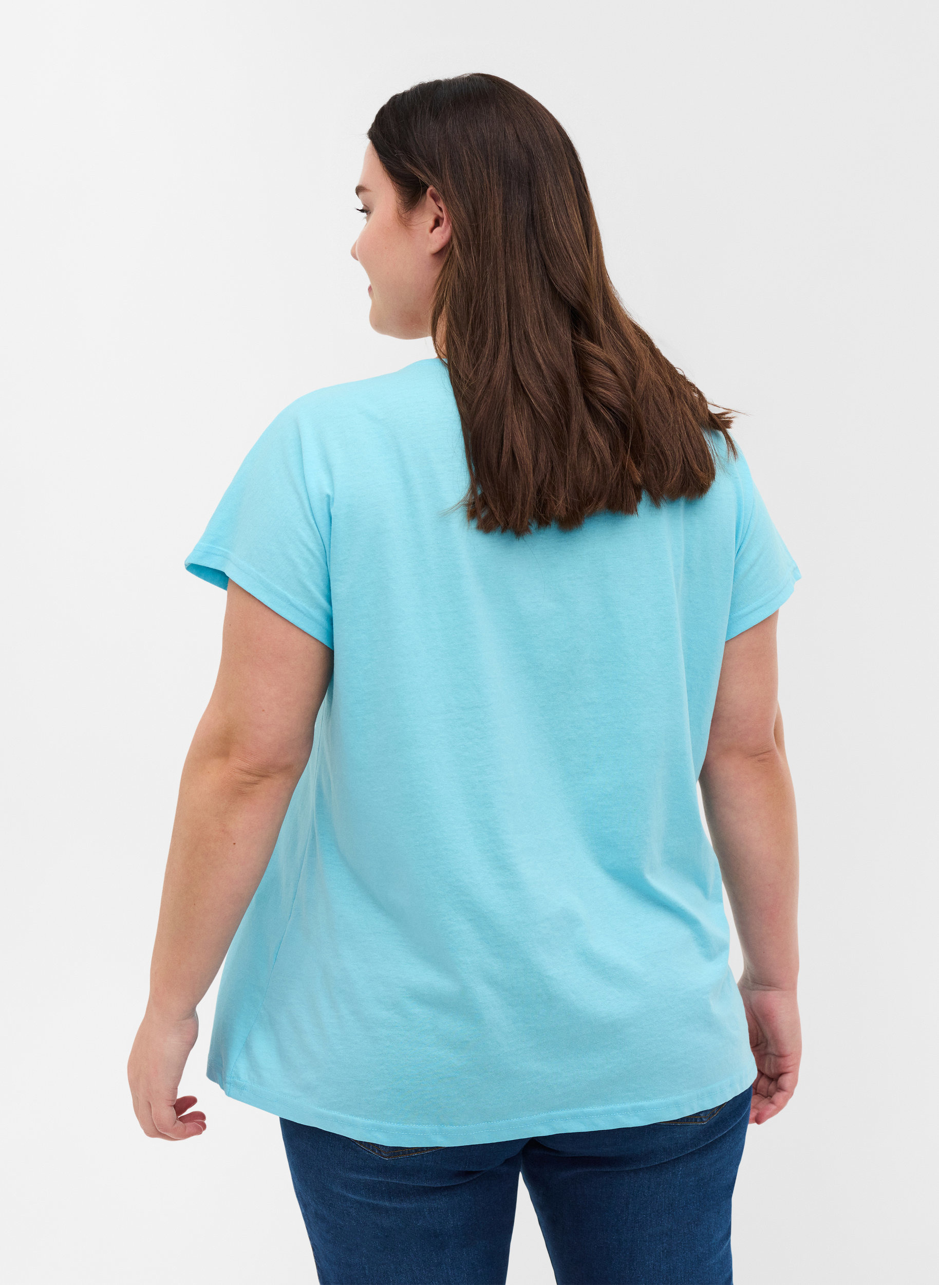 T-skjorte i bomullsmiks, Blue Topaz, Model image number 1