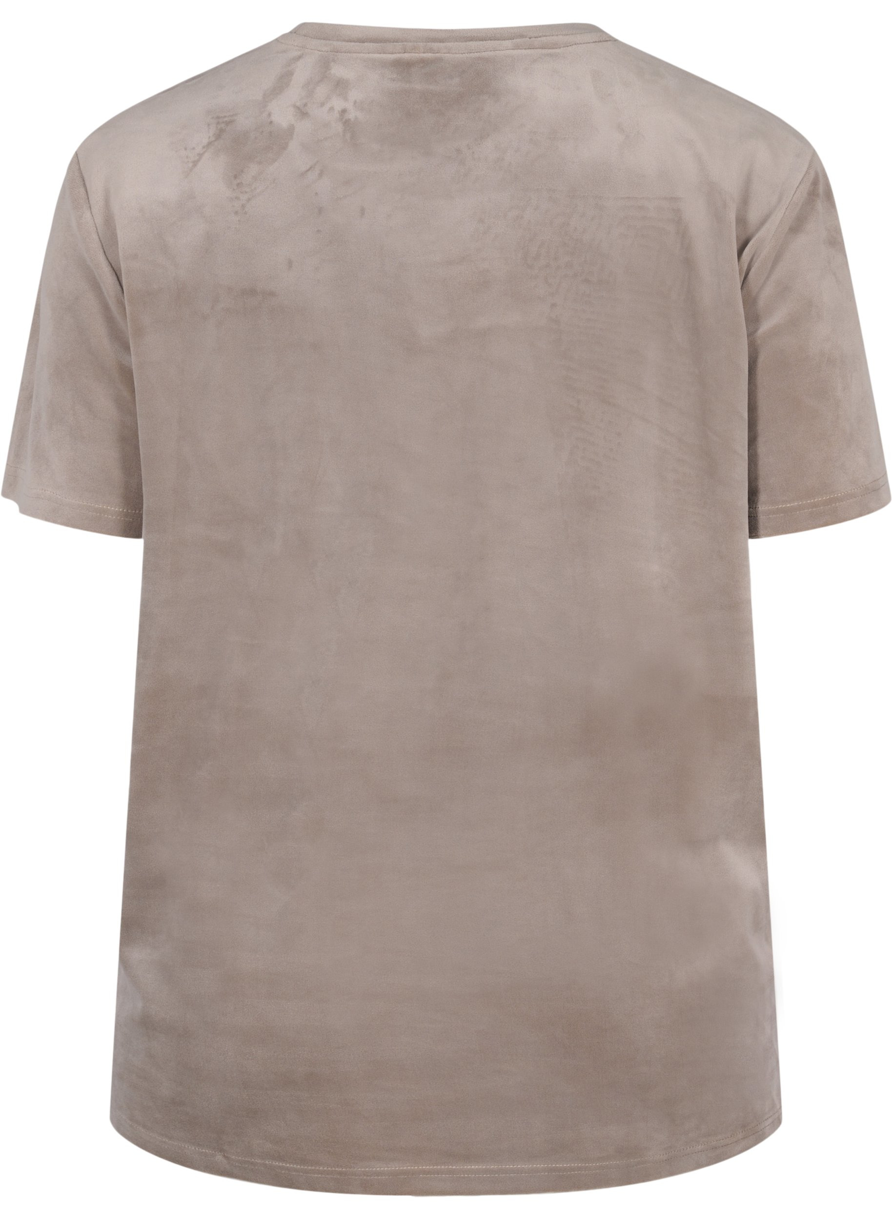Kortermet T-skjorte i velur, Taupe Gray, Packshot image number 1