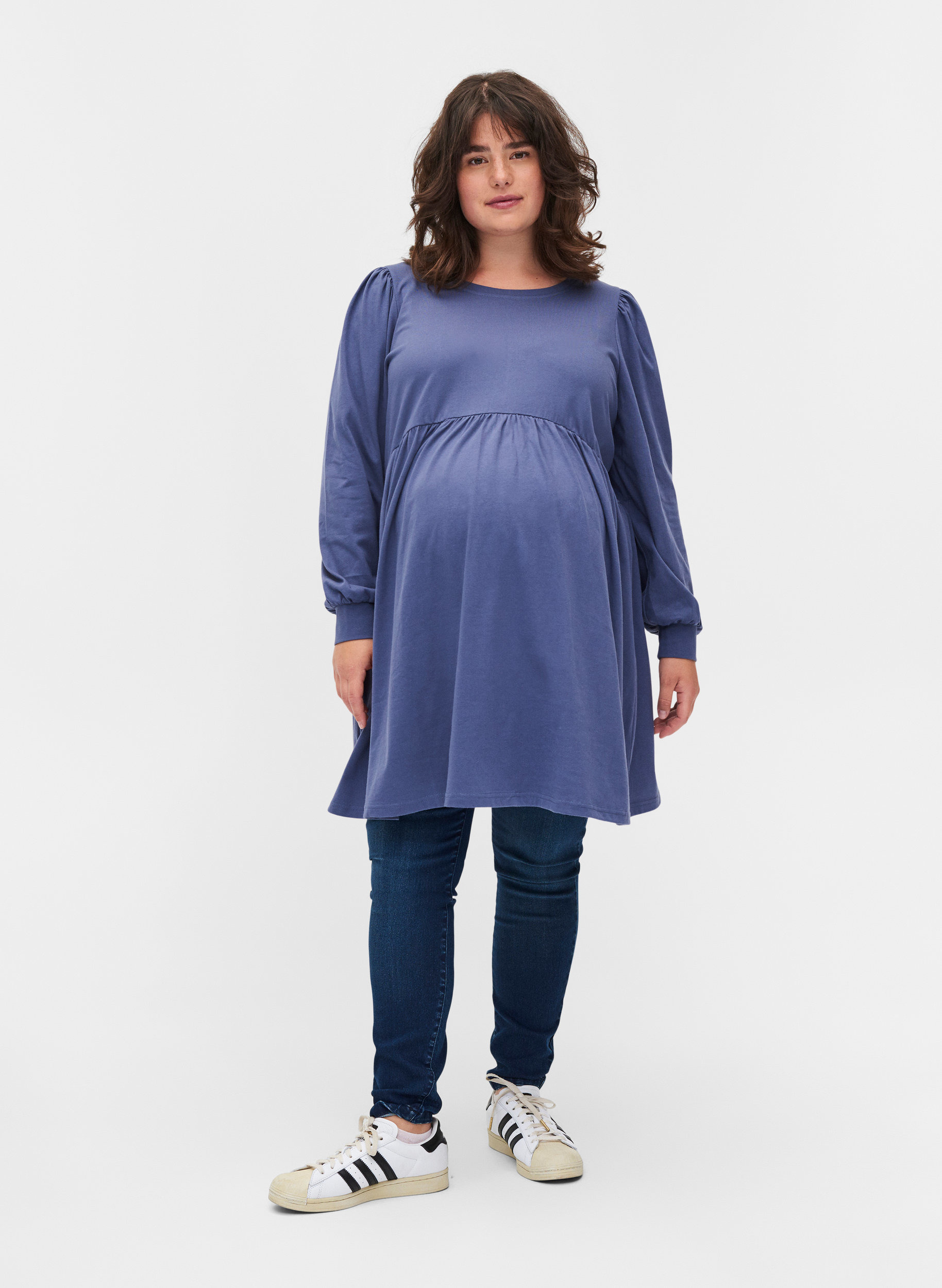 Tunika til gravide med puffermer, Nightshadow Blue, Model image number 2