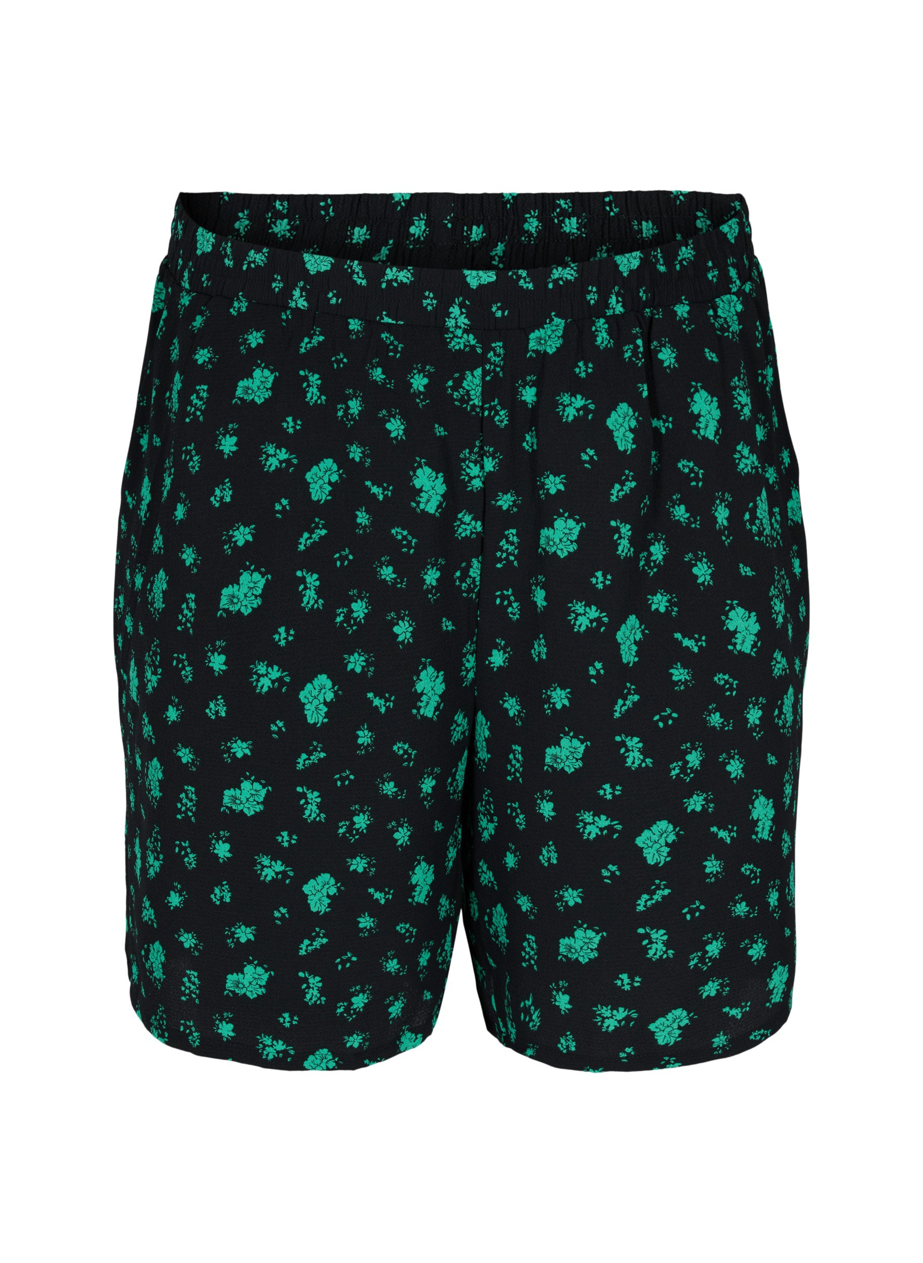 Mønstrete shorts med lommer, Green Flower AOP
