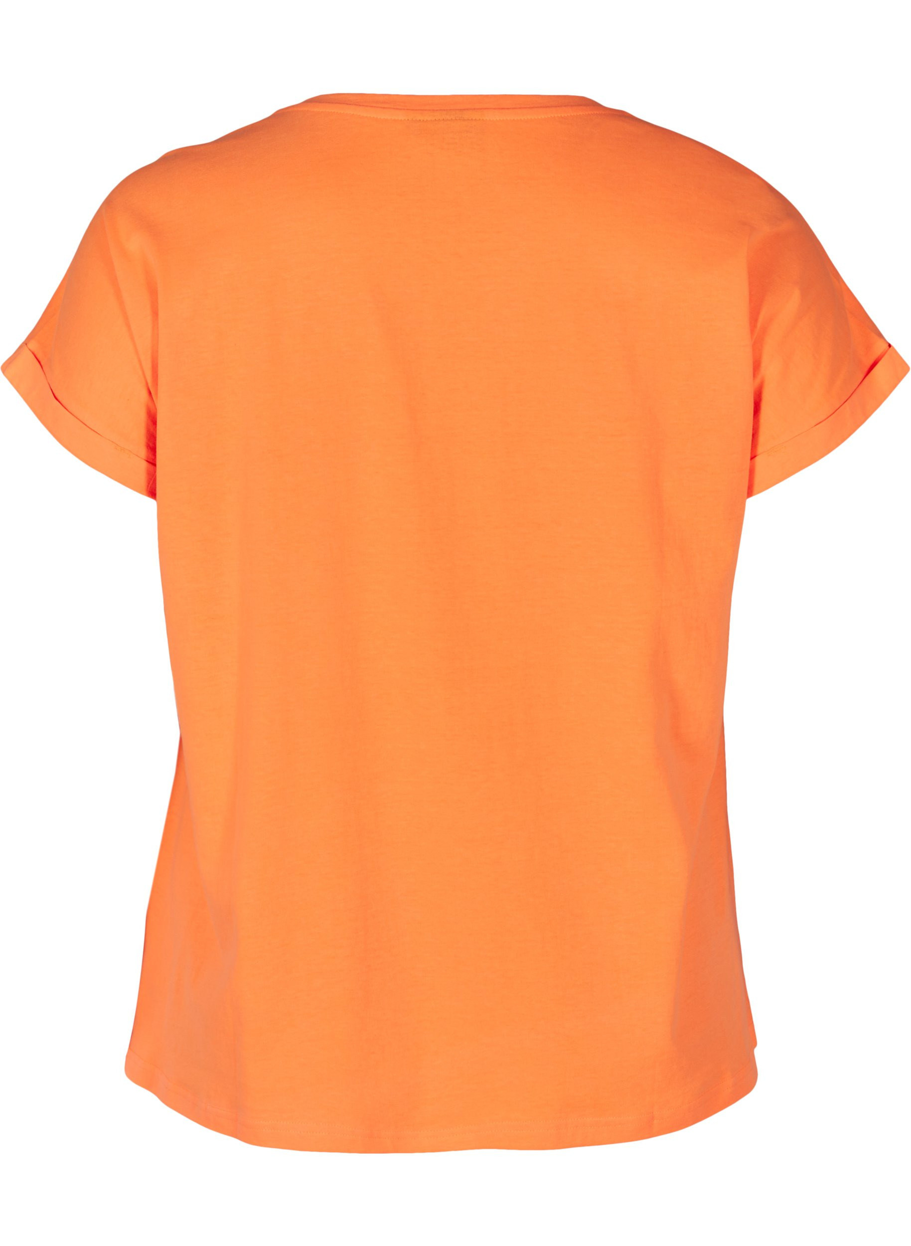 Neonfarget T-skjorte i bomull, Neon Coral, Packshot image number 1