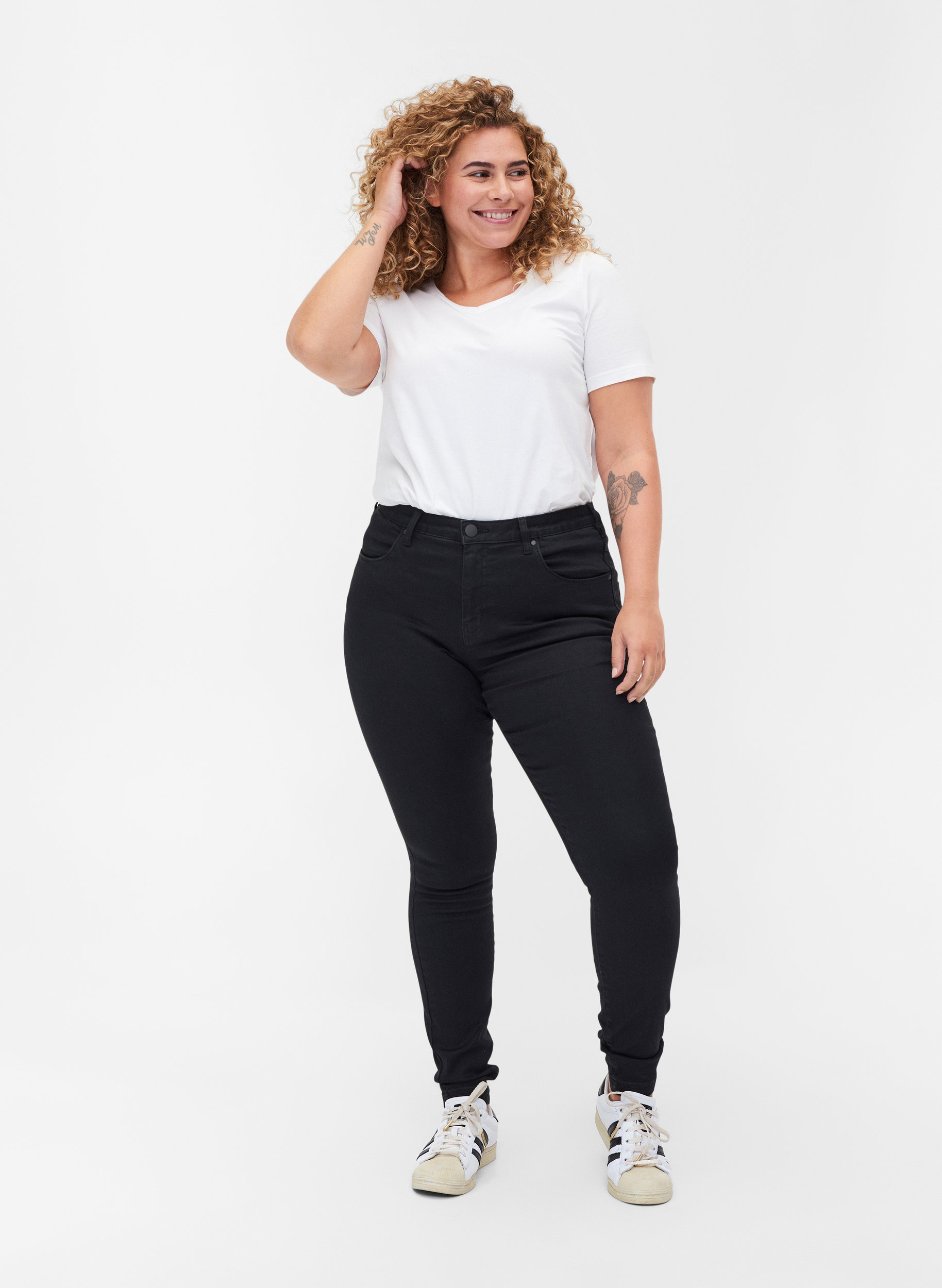 Super slim Amy jeans med høyt liv, Black, Model