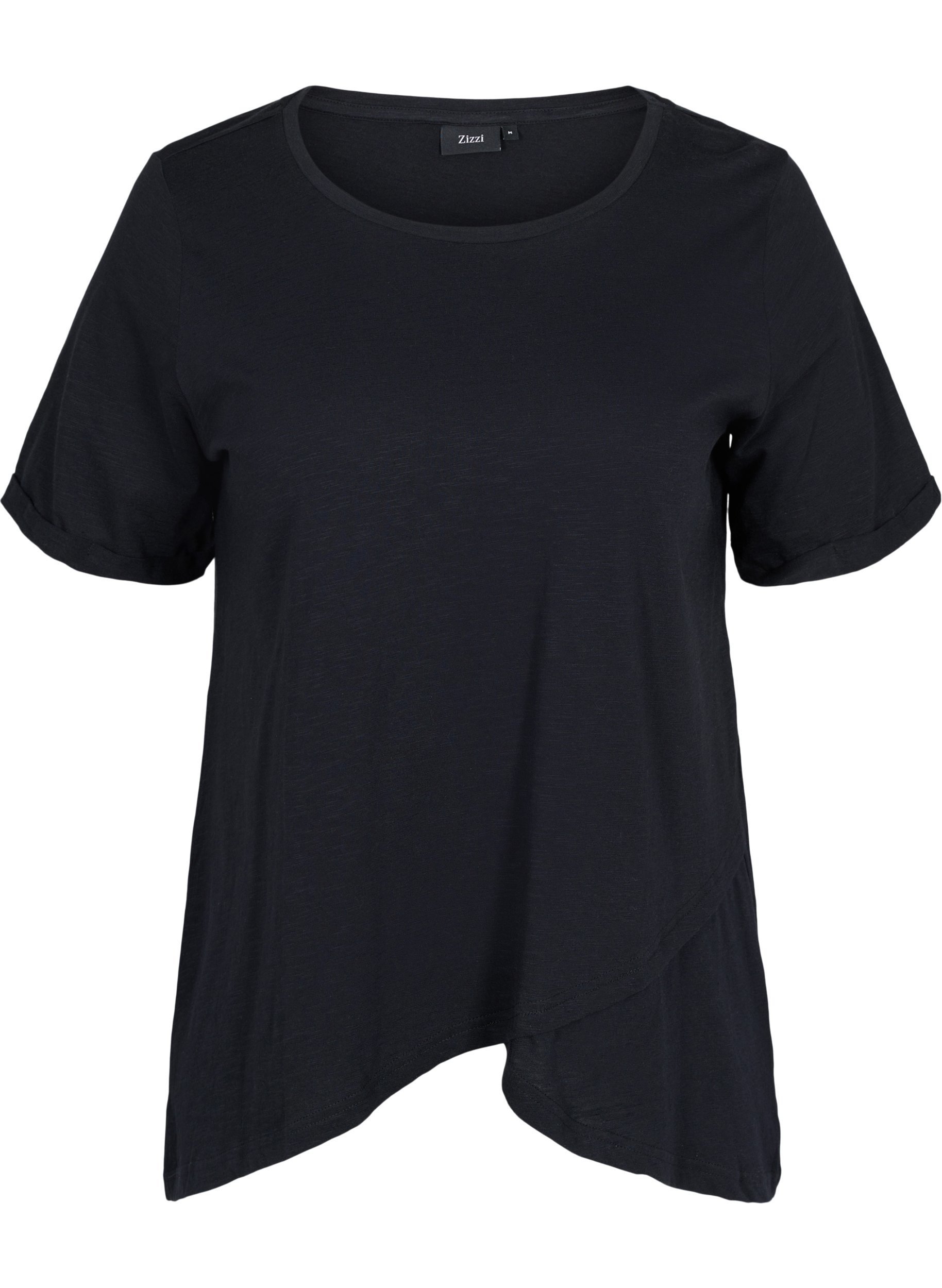 T-skjorte i bomull med korte ermer, Black, Packshot image number 0