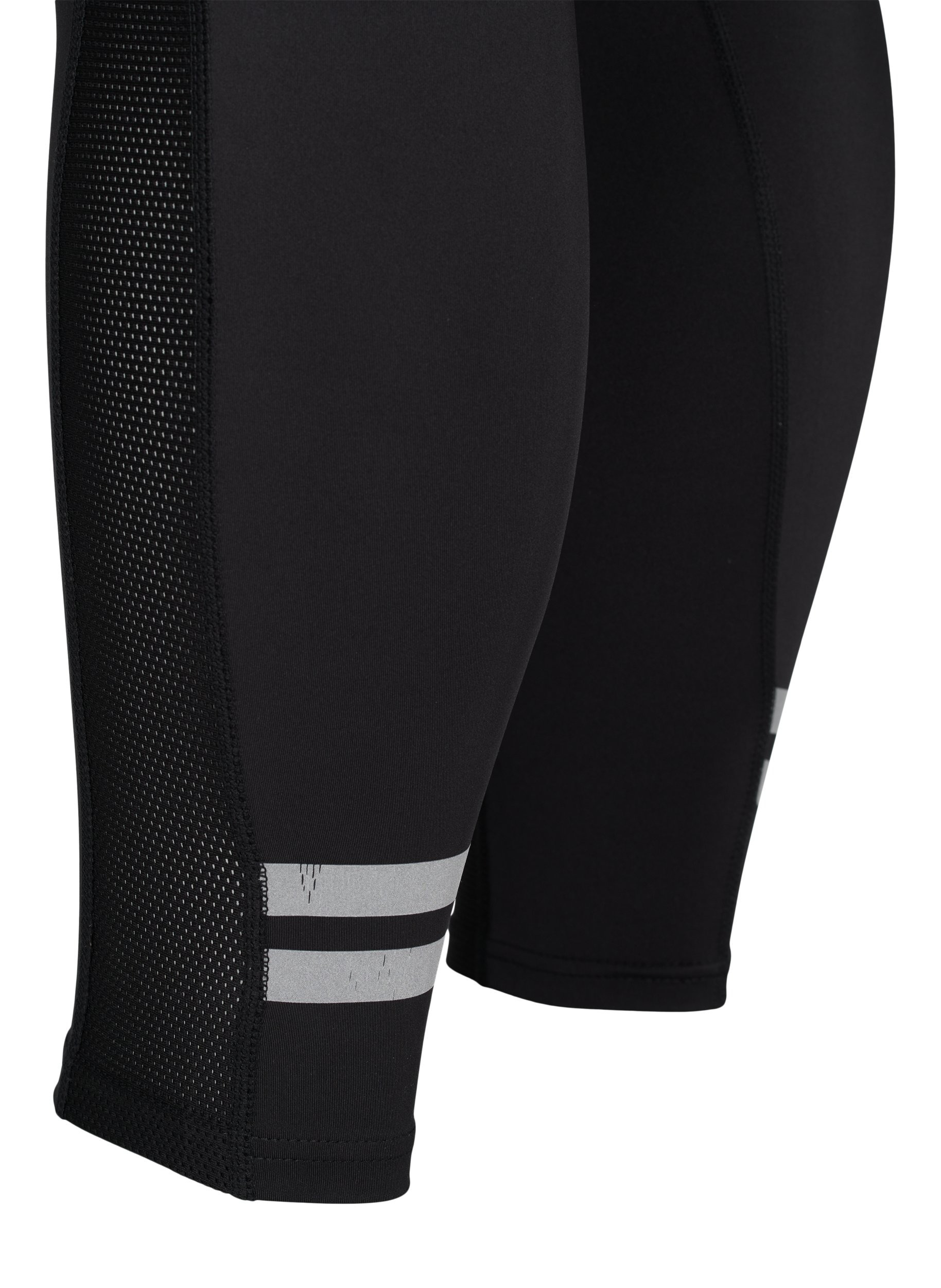 Cropped treningstights med refleks og lomme, Black/Reflex Lines, Packshot image number 3
