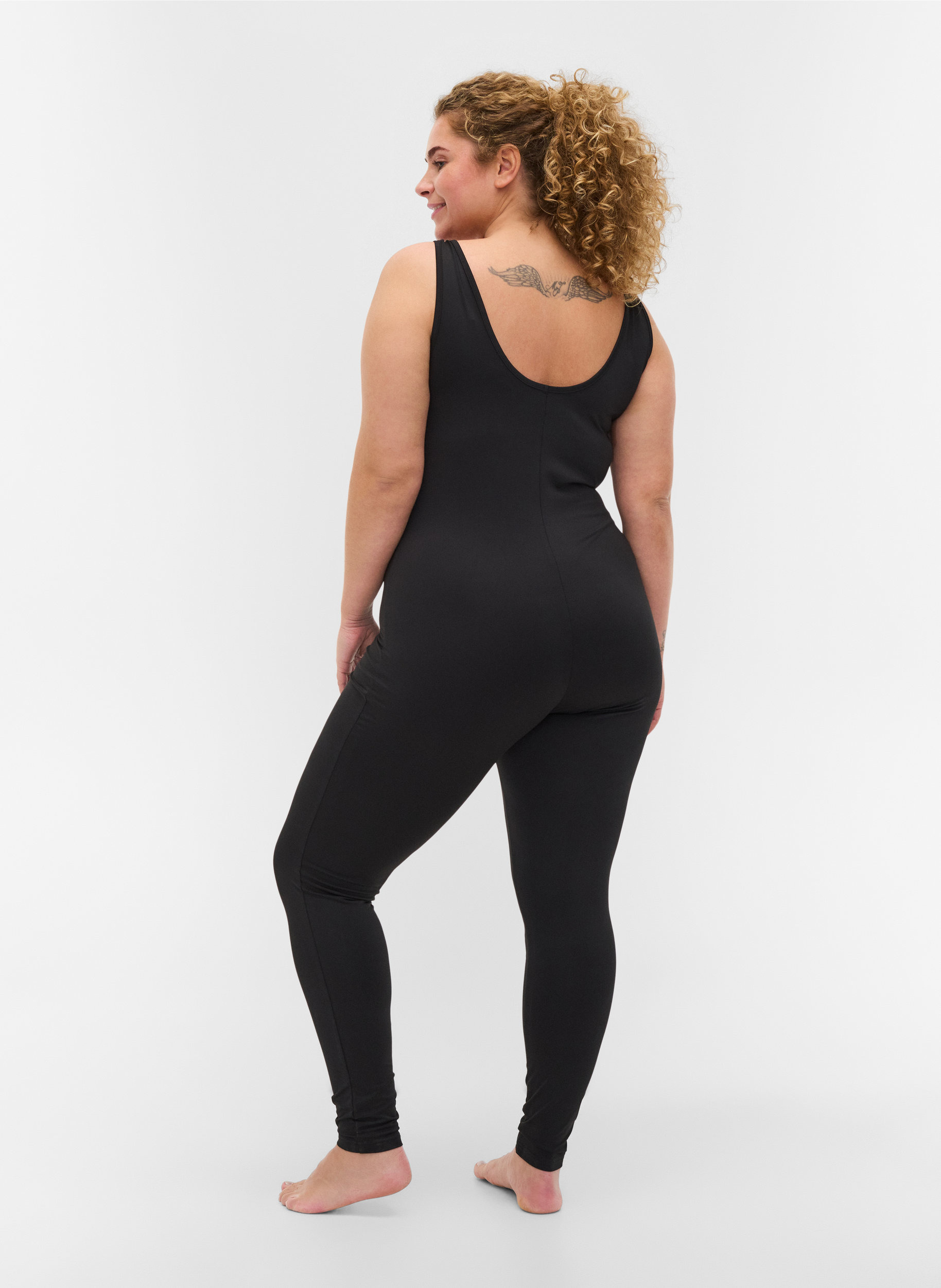Tettsittende jumpsuit til trening, Black, Model
