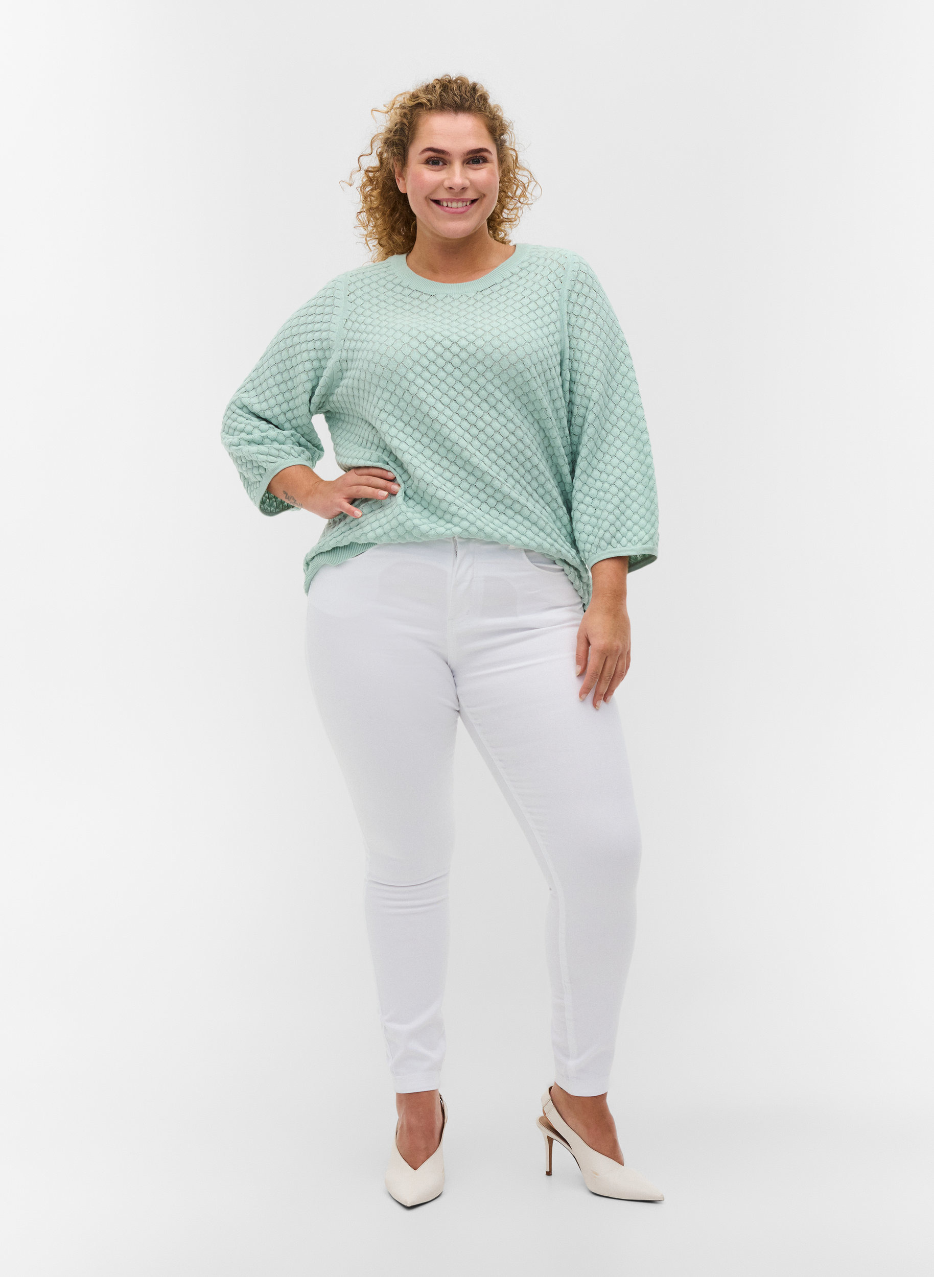 Amy jeans, Bright White, Model image number 0