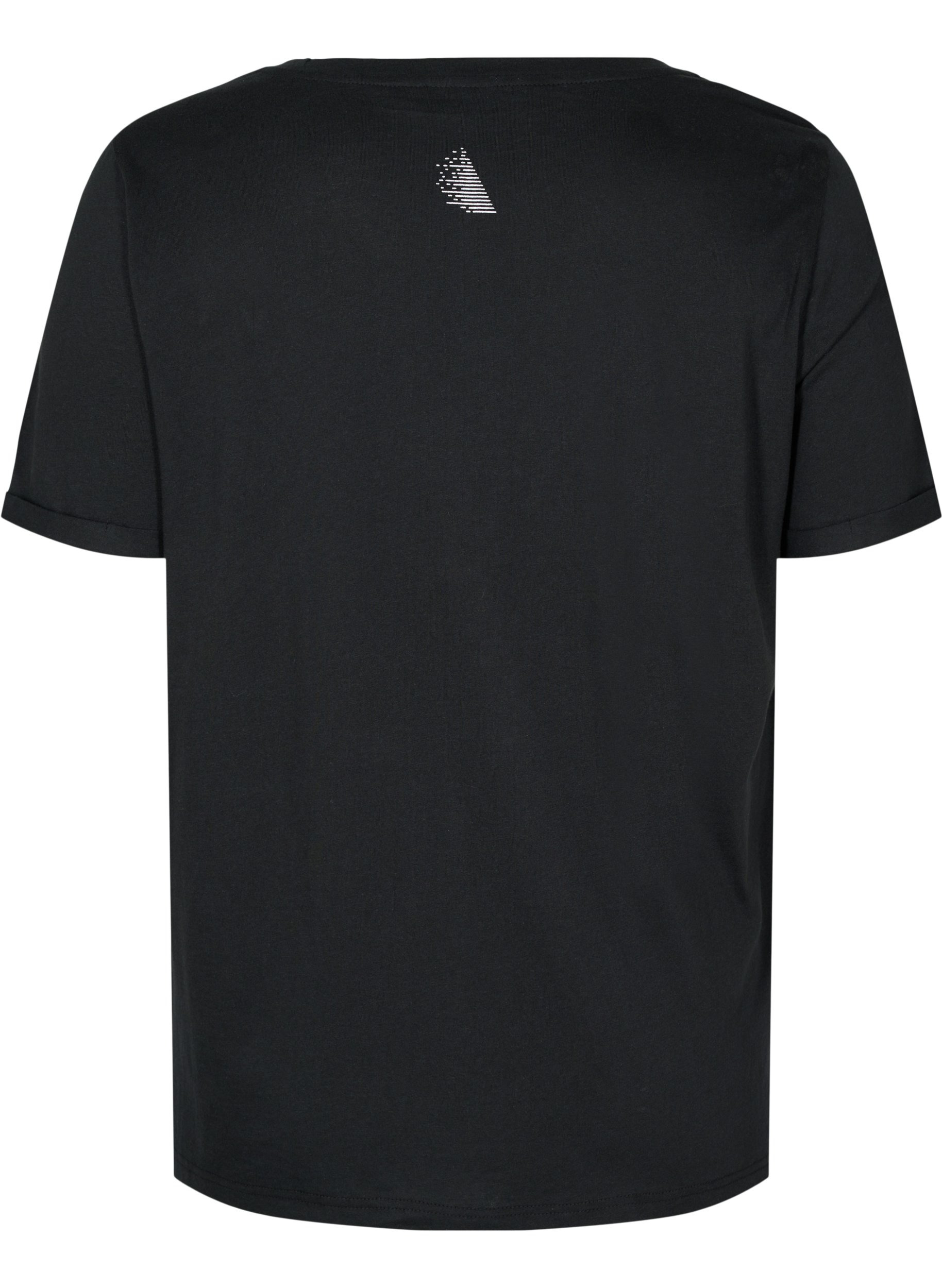 T-skjorte i bomull til trening med trykk på siden, Black, Packshot image number 1