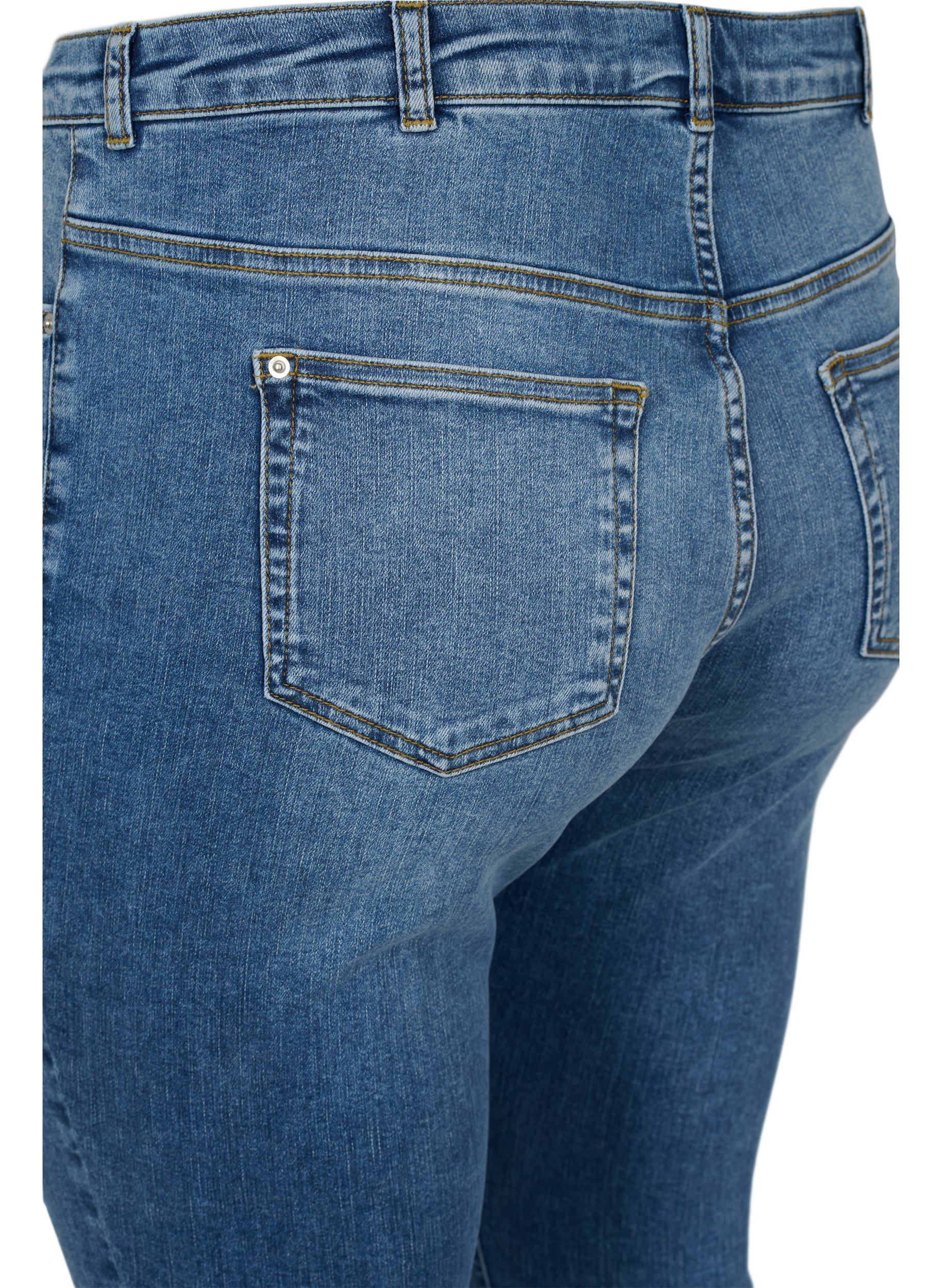 Super slim Amy jeans i en bomullsmiks, Blue denim, Packshot image number 3