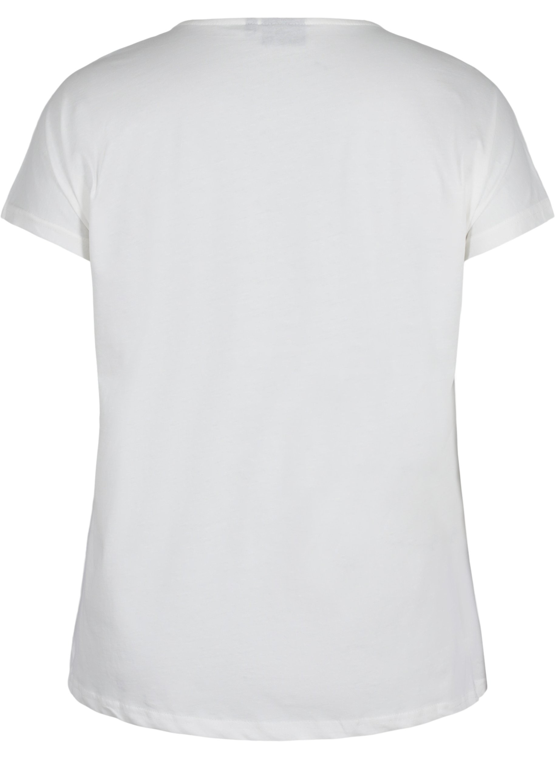 T-skjorte i bomull med broderi, Warm Off-white, Packshot image number 1