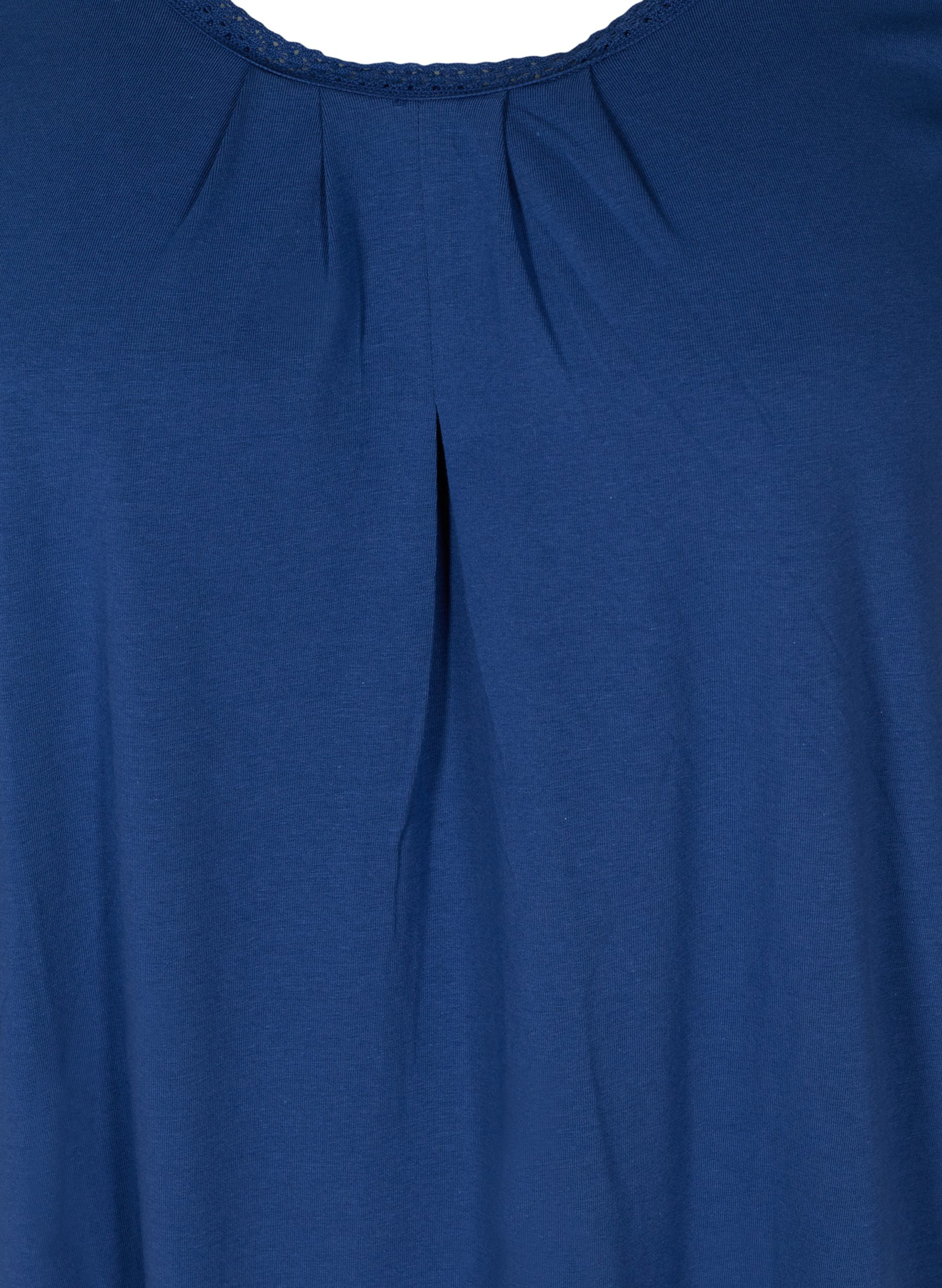 Kortermet kjole i bomull, Twilight Blue, Packshot image number 2