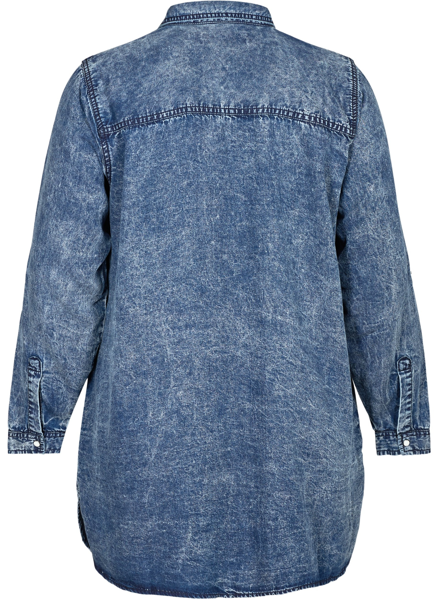 Lang skjorte i lyocell, Denim blue stone wash, Packshot image number 1