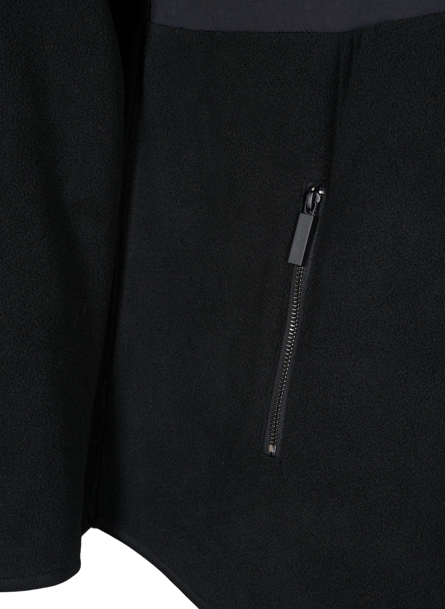 Fleecejakke med knapper og lommer, Black, Packshot image number 3