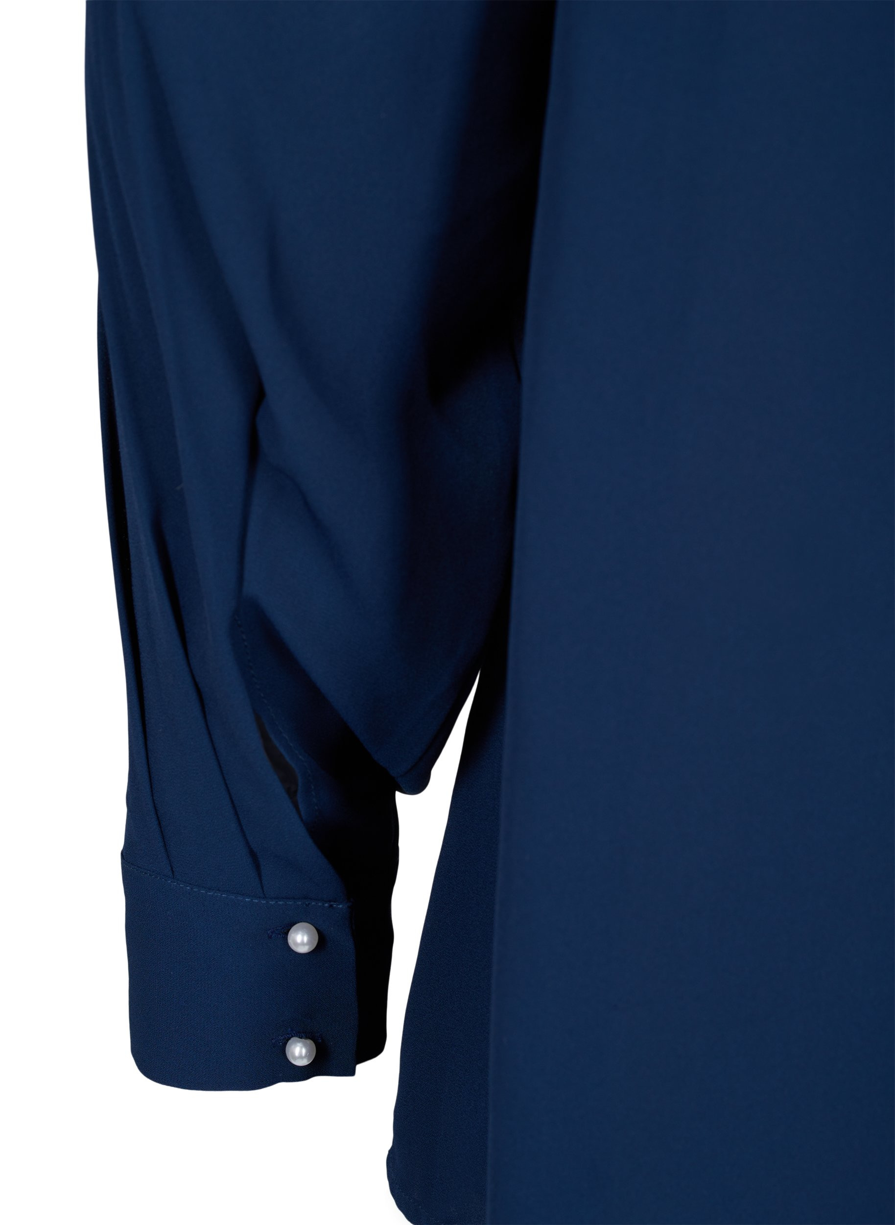 Langermet bluse med høy hals, Navy Blazer, Packshot image number 3