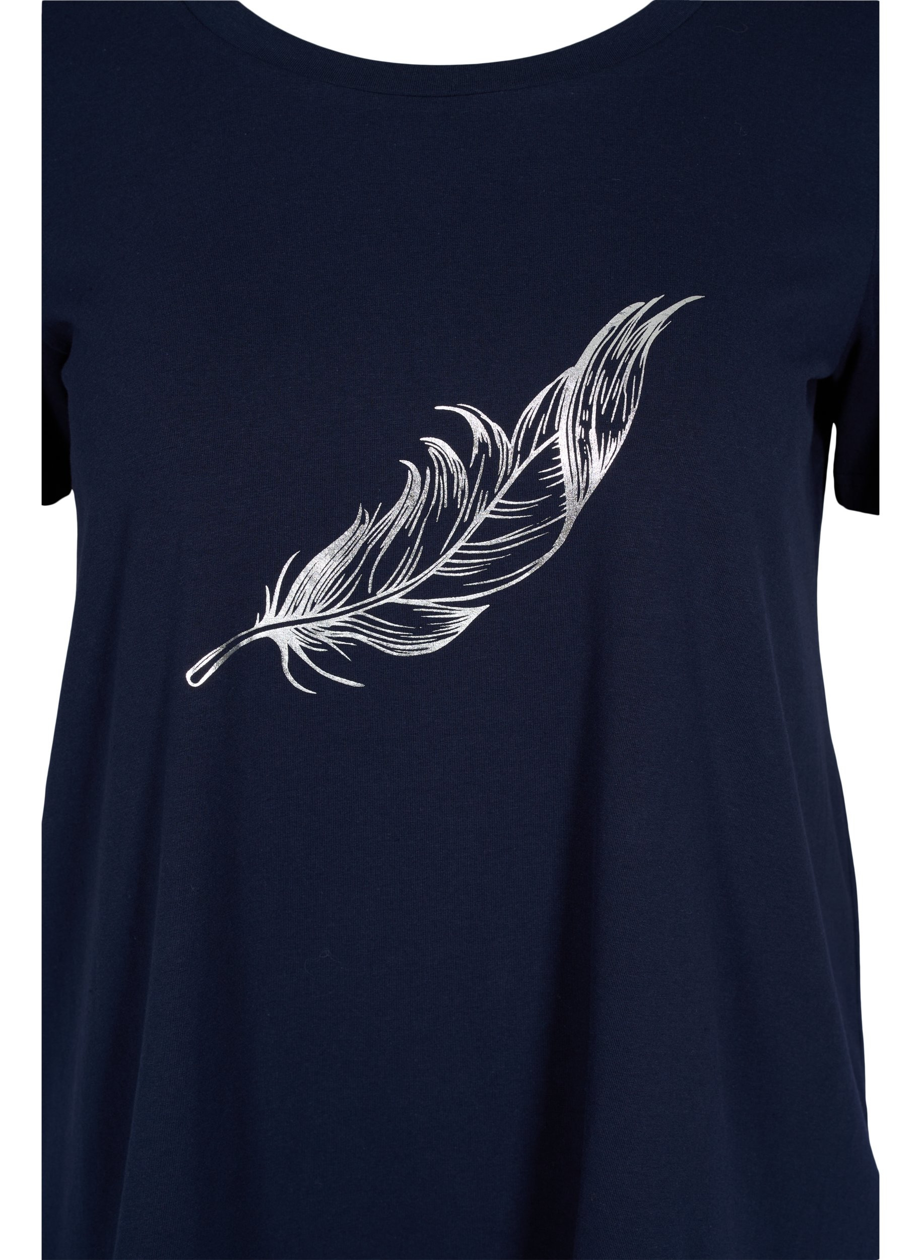 Kortermet T-skjorte i bomull med mønster, Night Sky w. silver , Packshot image number 2