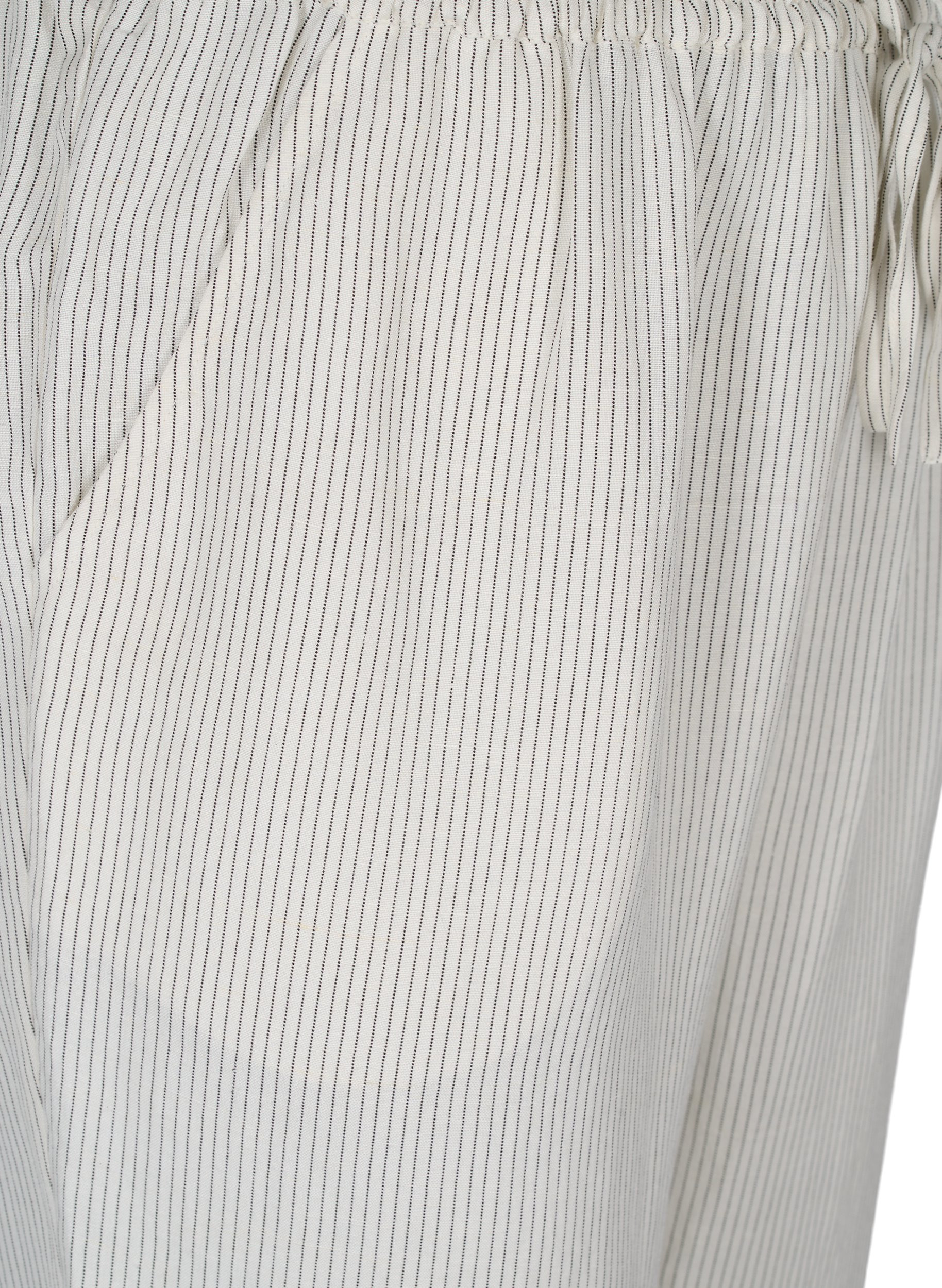 Cropped bukser med striper, White Stripe, Packshot image number 2