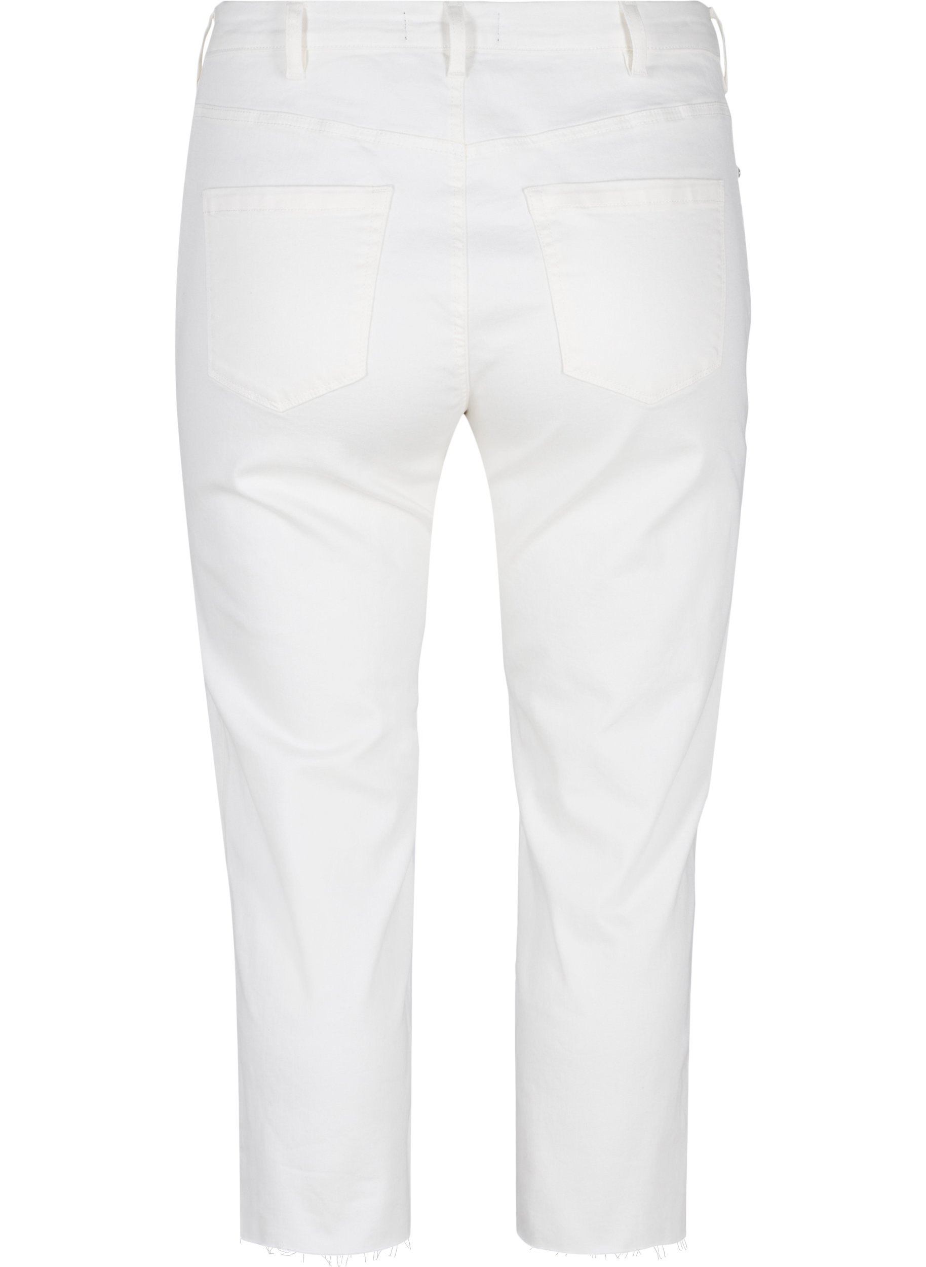 7/8-lengde jeans med rå kanter og høyt liv, White, Packshot image number 1
