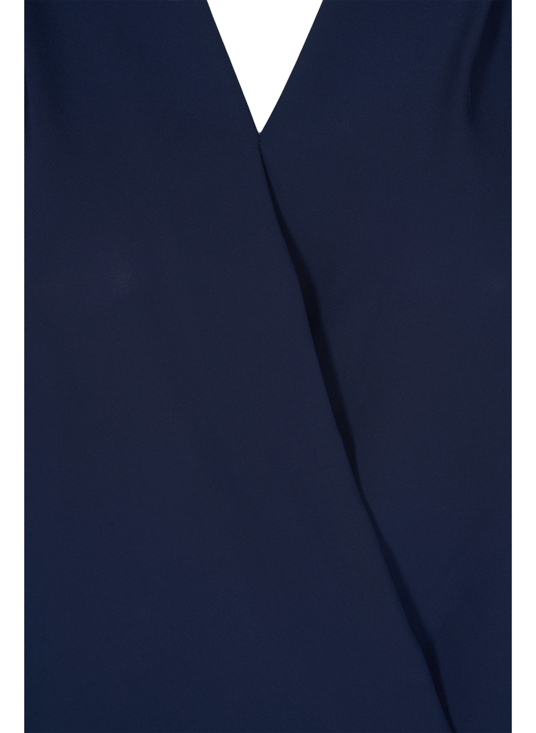 Omslagsbluse med V-hals og 3/4-ermer, Navy Blazer, Packshot image number 2