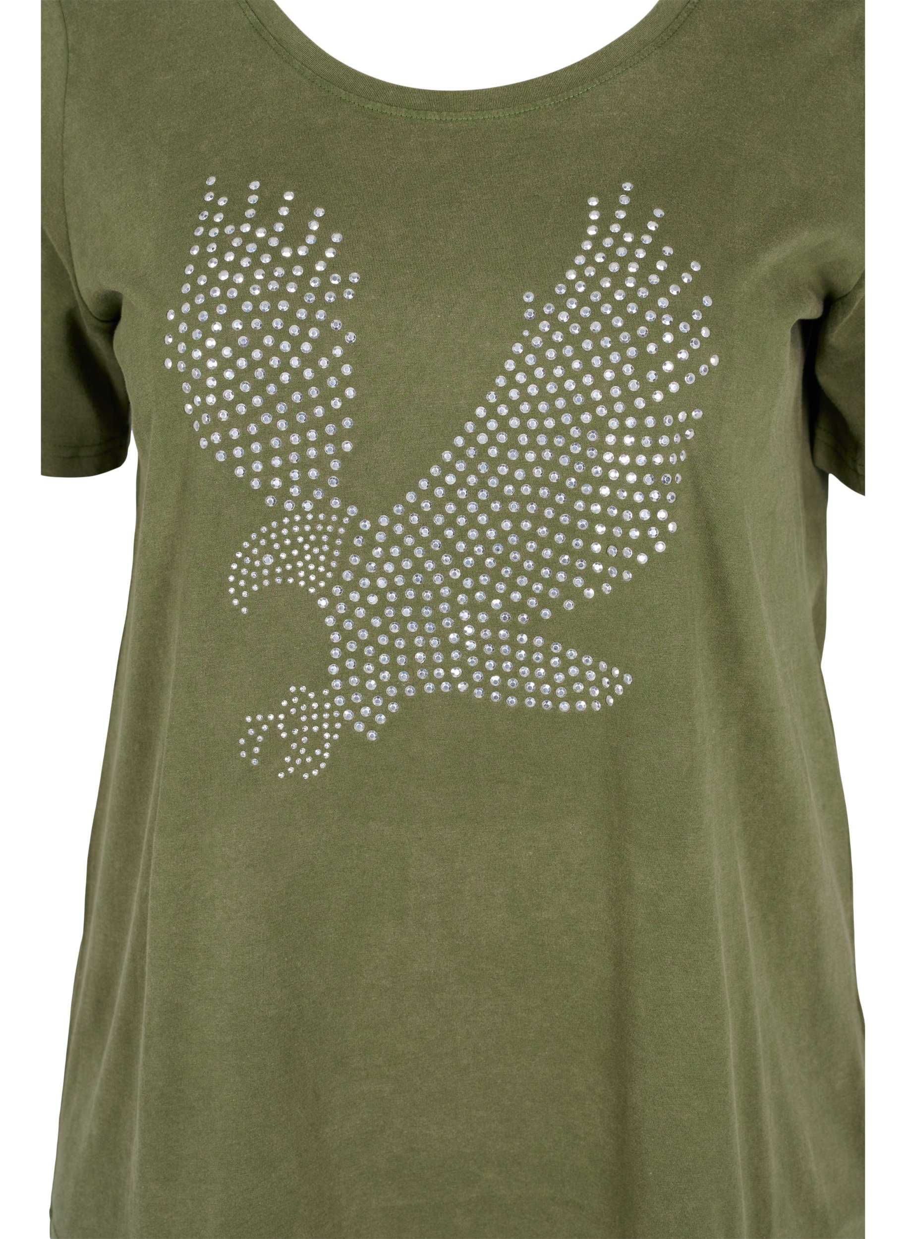 T-skjorte i bomull med acid wash og sten, Ivy Green Wash, Packshot image number 2