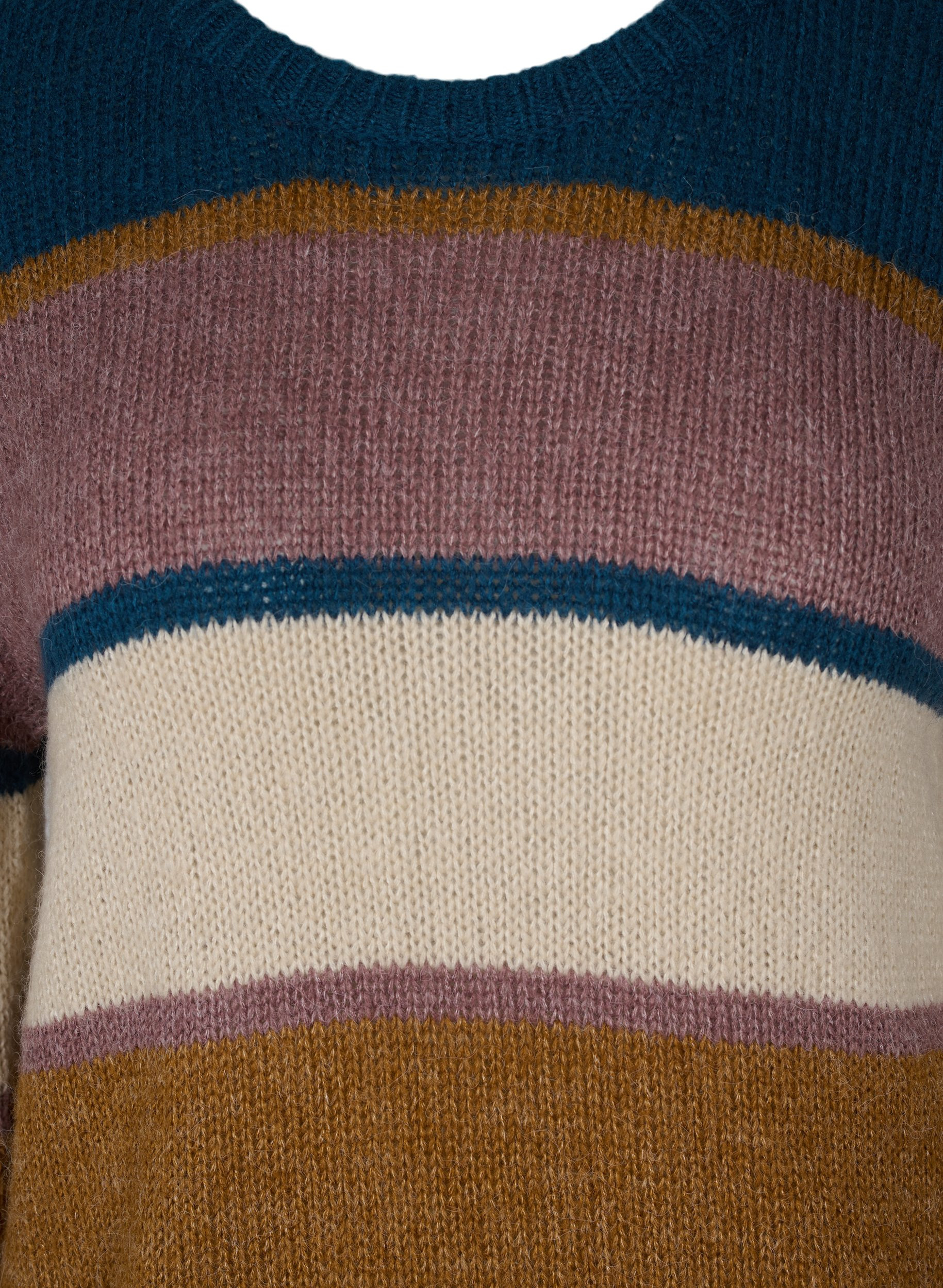 Stripete strikkegenser med ull og rund hals, Rubber Stripe Comb, Packshot image number 2