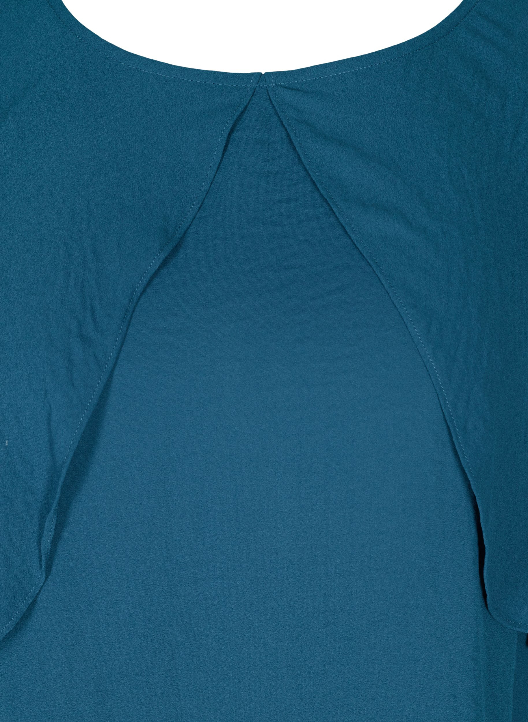 Bluse med ballongermer og smock, Majolica Blue, Packshot image number 2