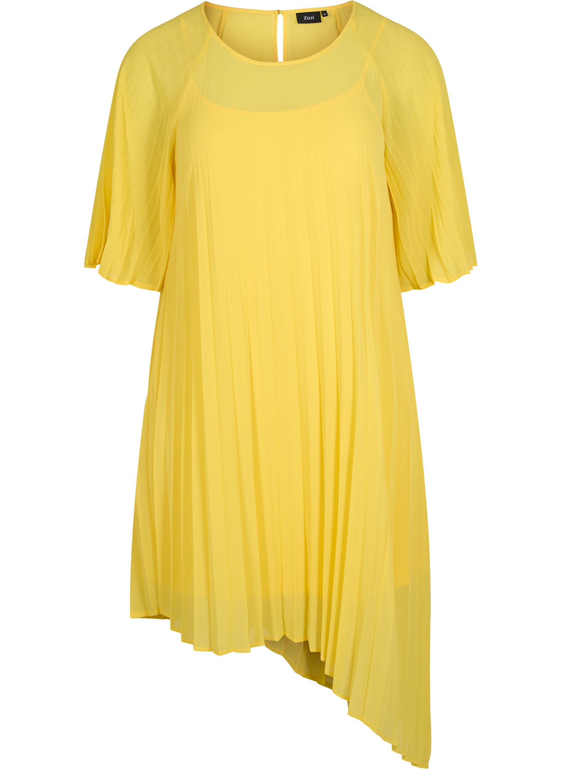 Kjole med 2/4-ermer og A-form, Primrose Yellow, Packshot image number 0