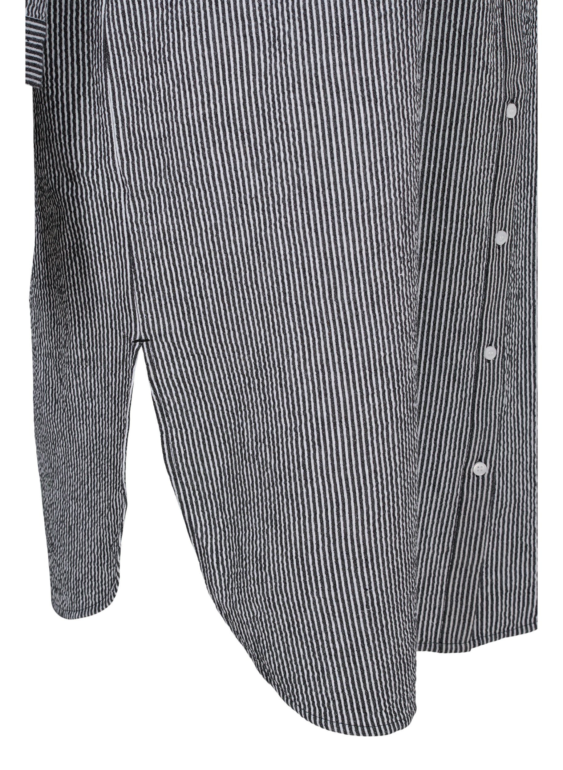 Stripete skjortekjole i bomull, Black Stripe, Packshot image number 3