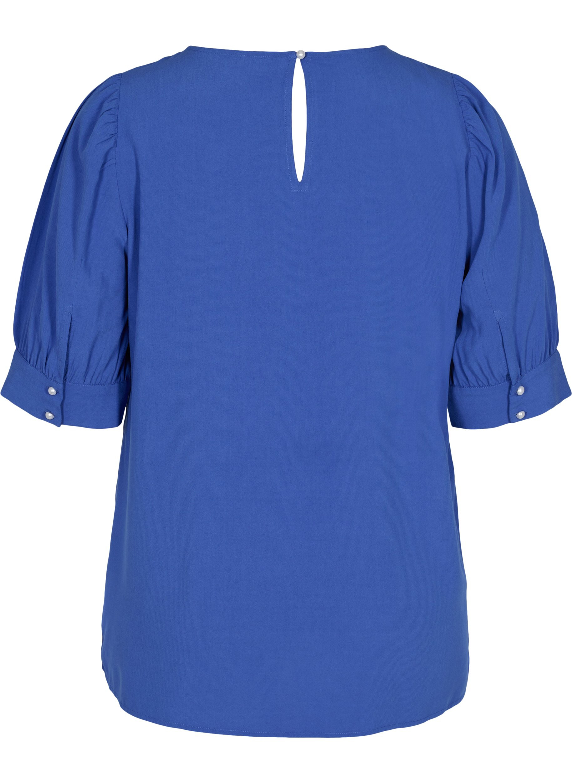 Bluse i viskose med A-form, Dazzling Blue, Packshot image number 1