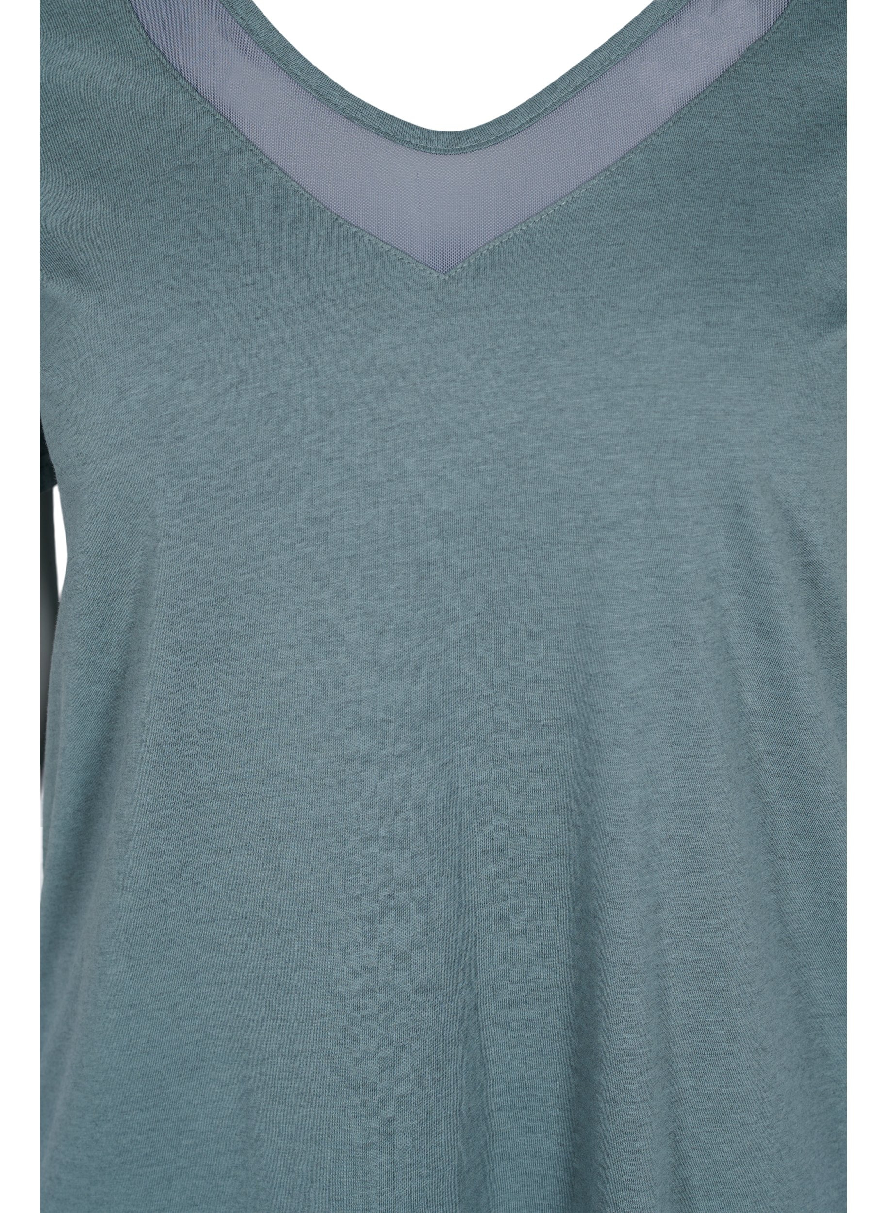 T-skjorte med V-hals og mesh, Balsam Green, Packshot image number 2