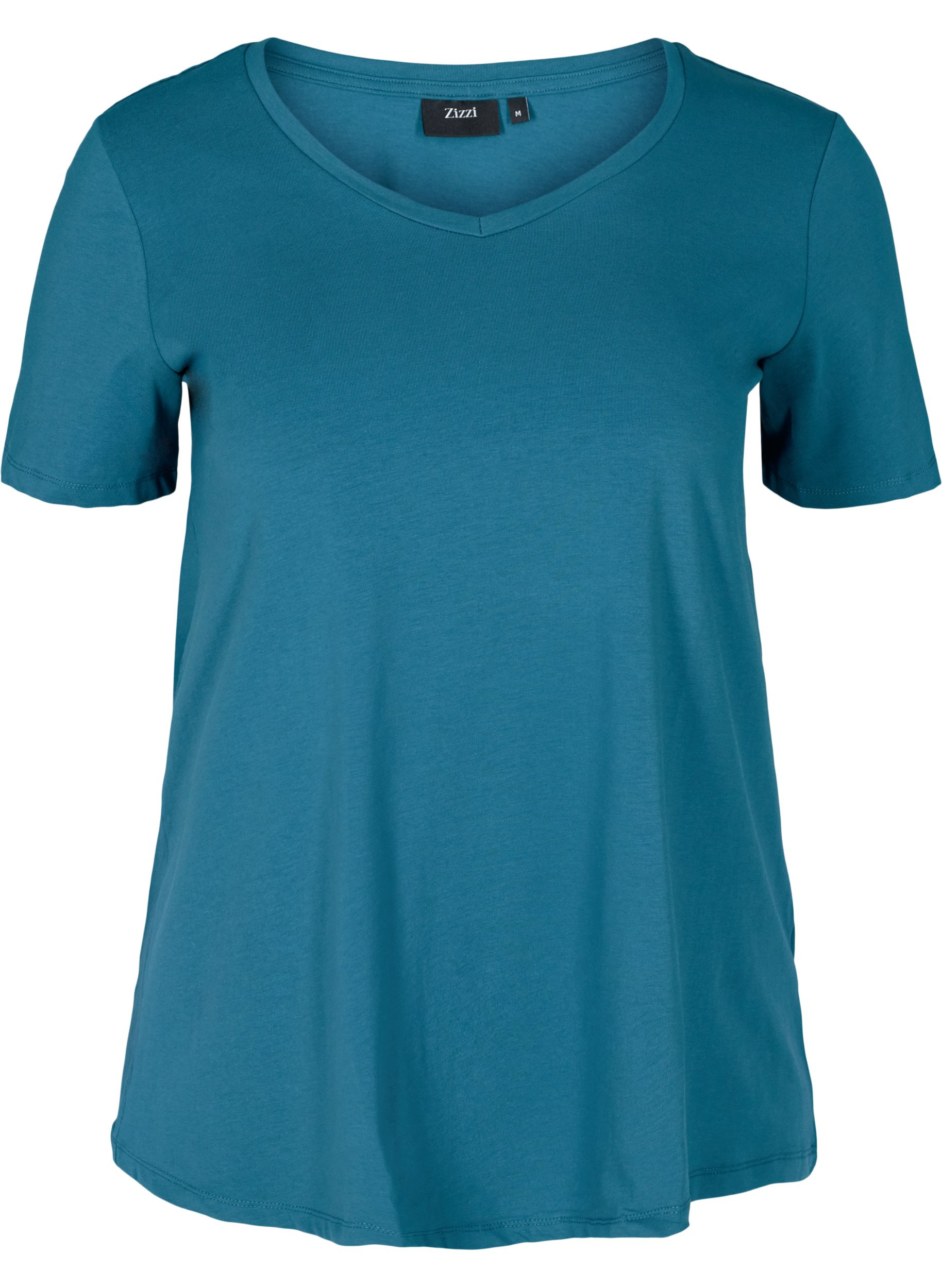 Basis T-skjorte med V-hals, Blue Coral