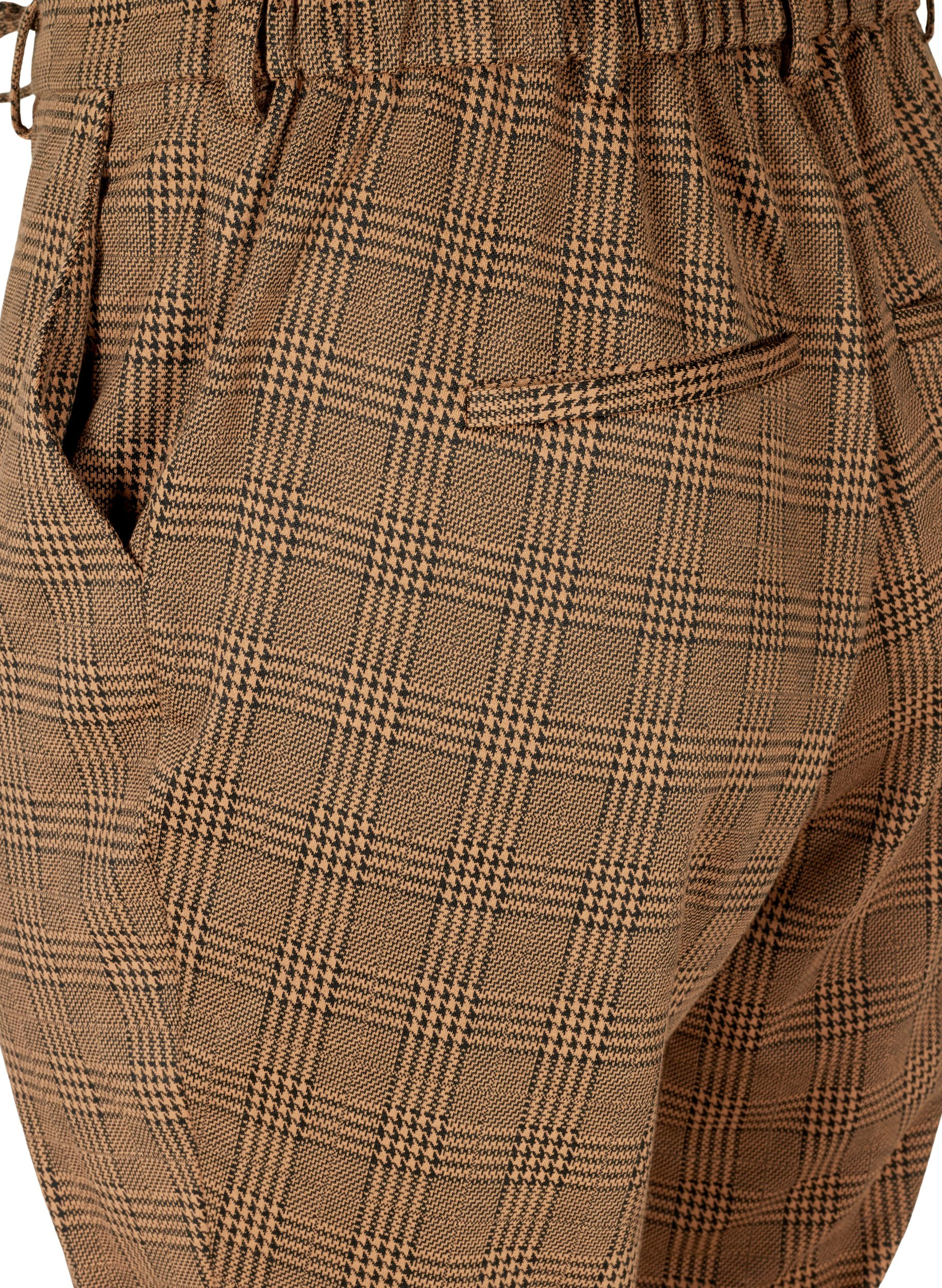 Cropped Maddison bukser med ruter, Brown Check, Packshot image number 3