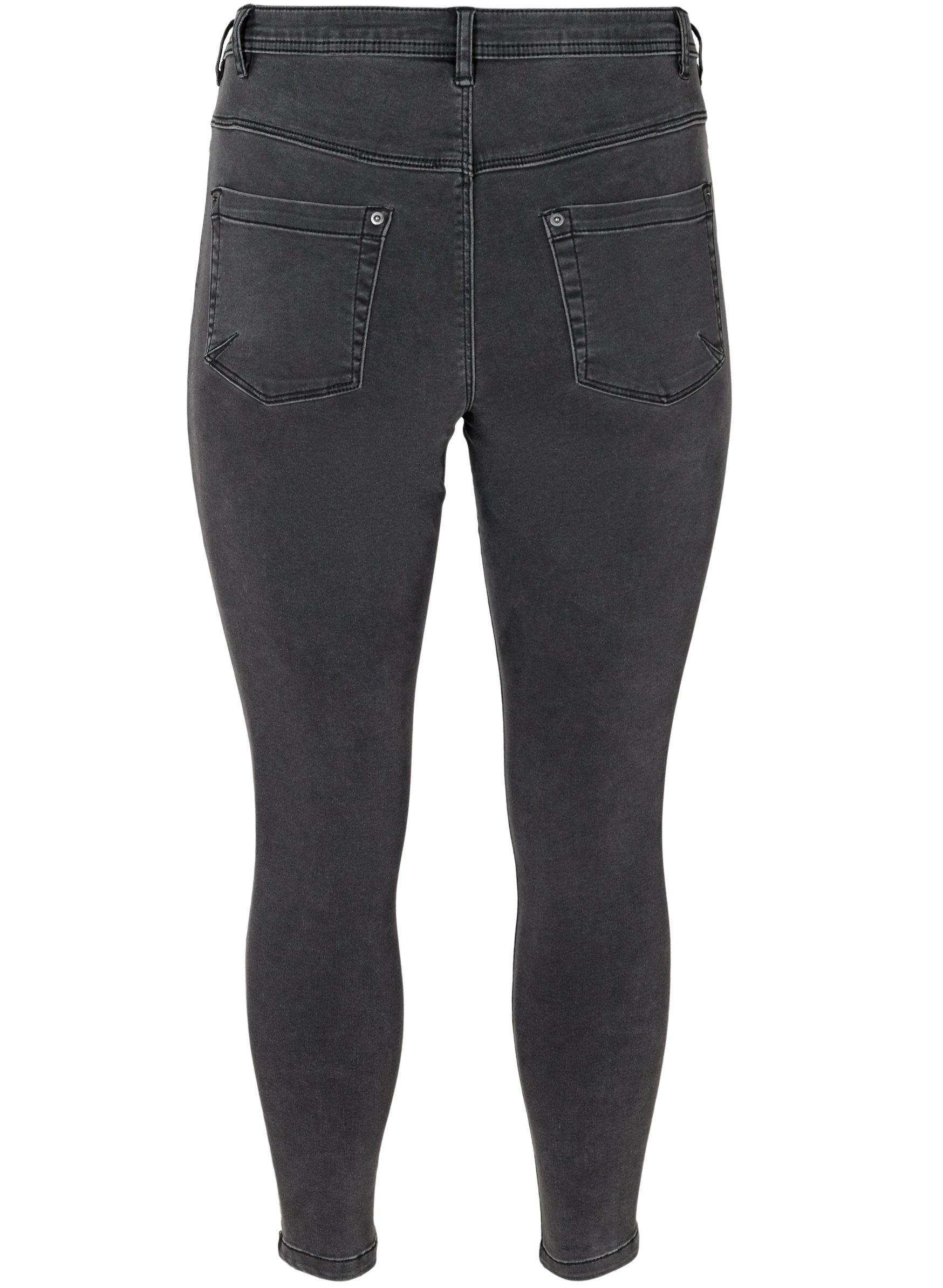 Cropped Amy jeans med glidelås, Grey Denim, Packshot image number 1