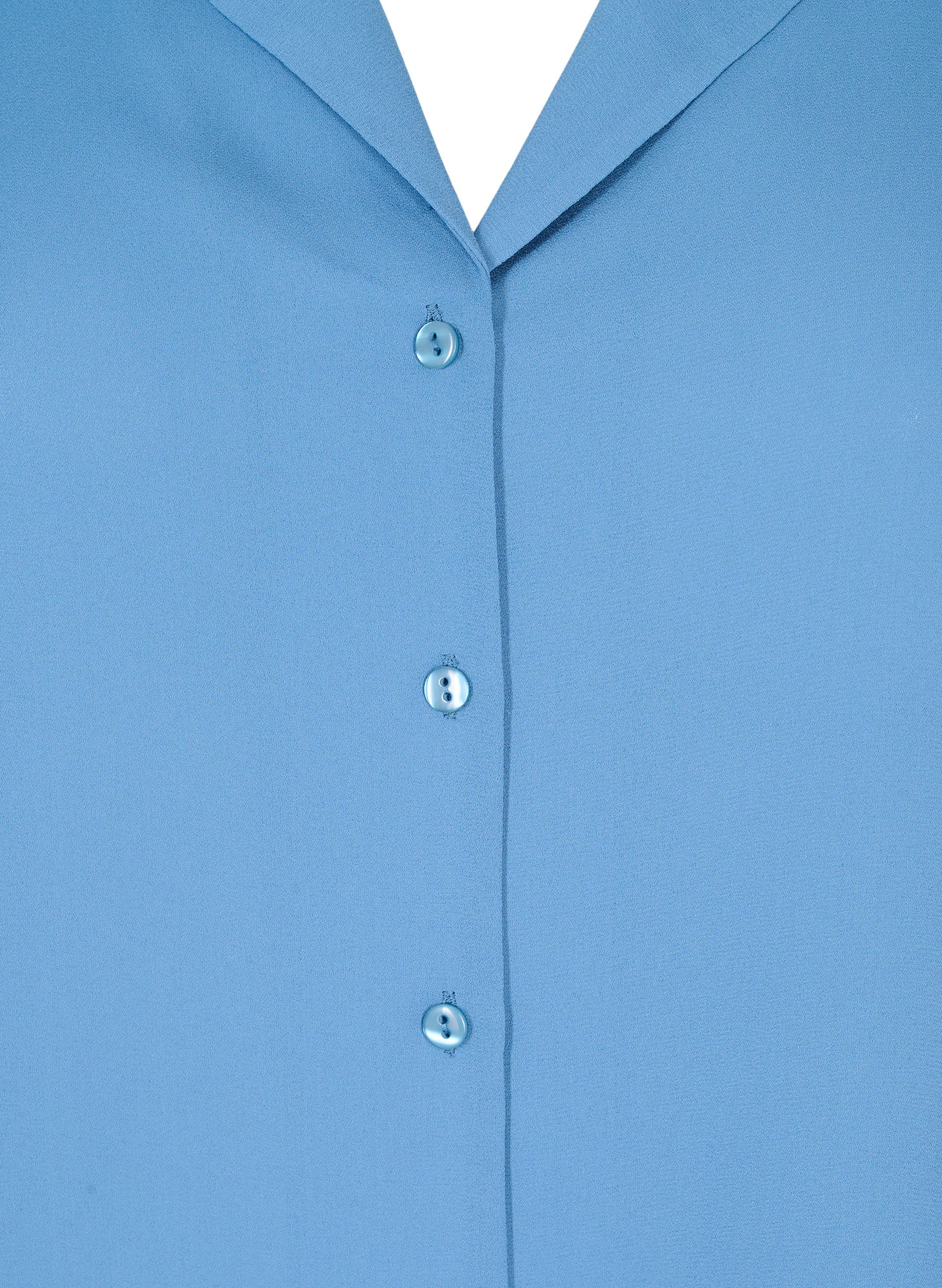 Skjorte med V-hals og smock, Captains Blue, Packshot image number 2