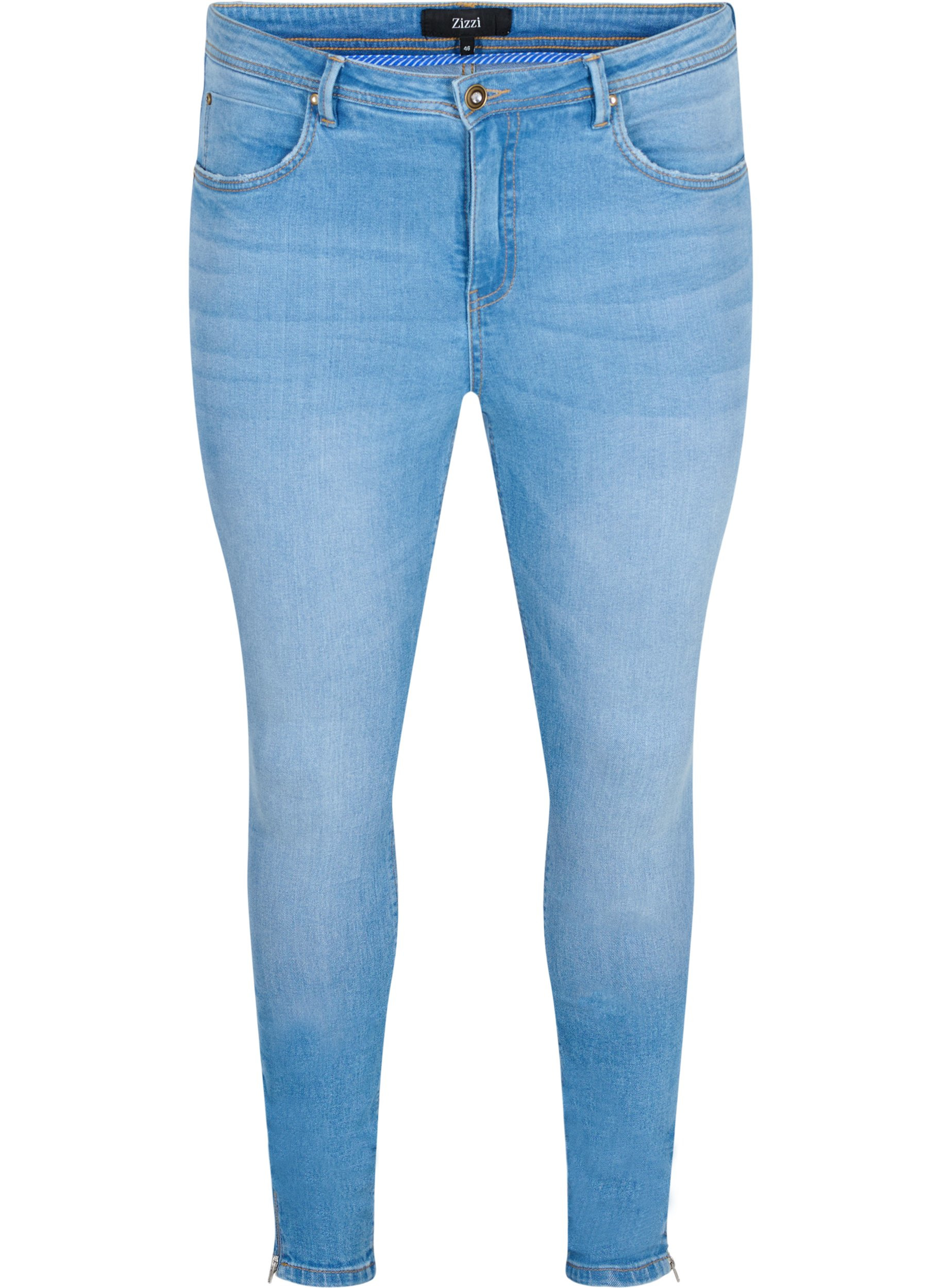 Superslim Amy jeans med glidelås, Light blue, Packshot image number 0