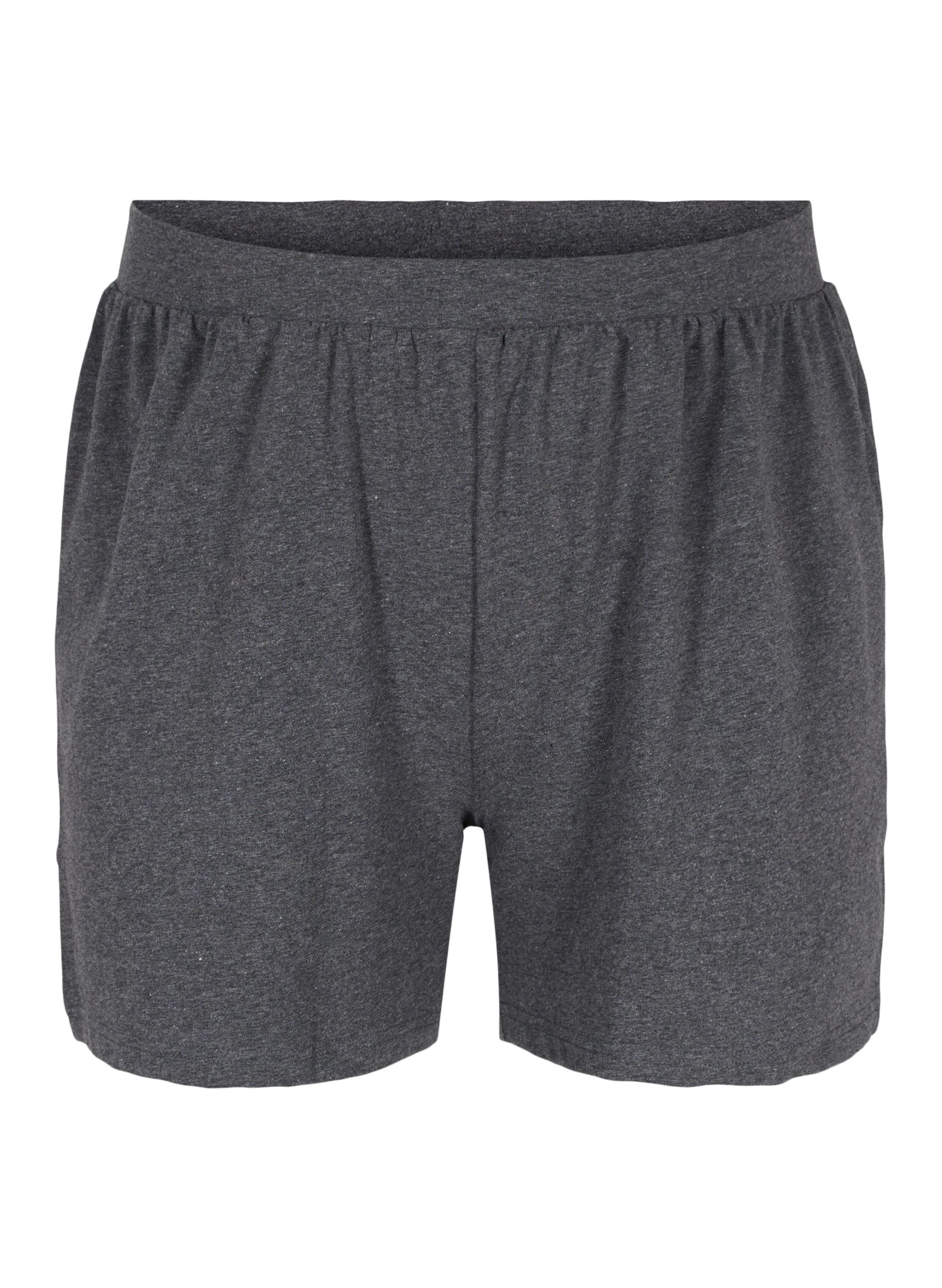 Løse shorts i en bomullsmiks, Dark Grey Melange, Packshot image number 0