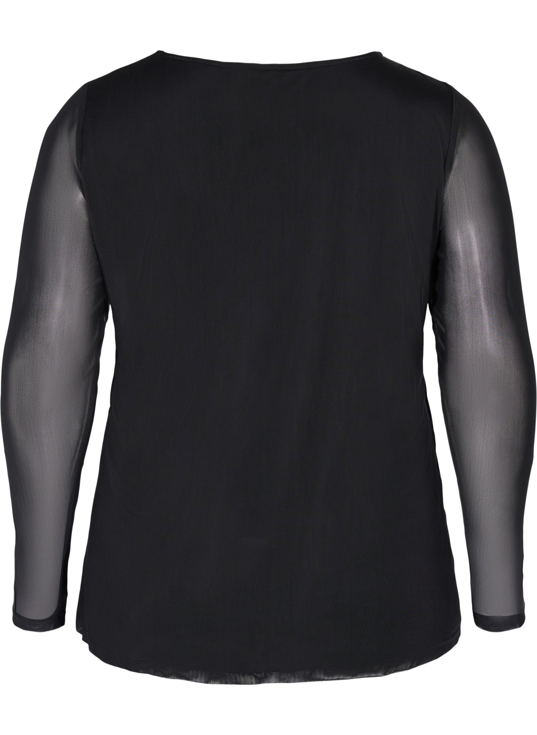 Tettsittende genser med mesh, Black, Packshot image number 1