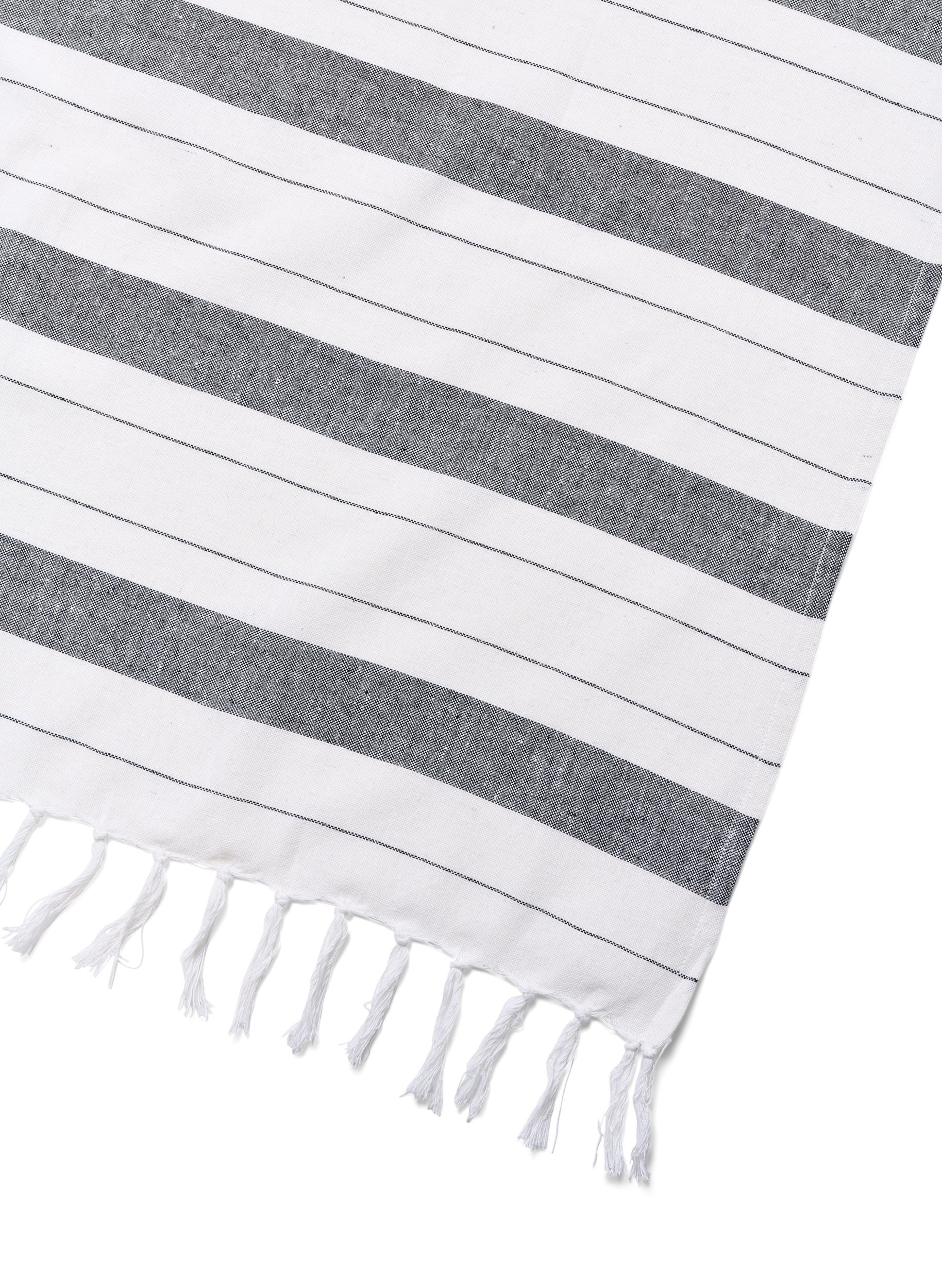 Stripete håndkle med frynser, Dark Grey Melange, Packshot image number 2