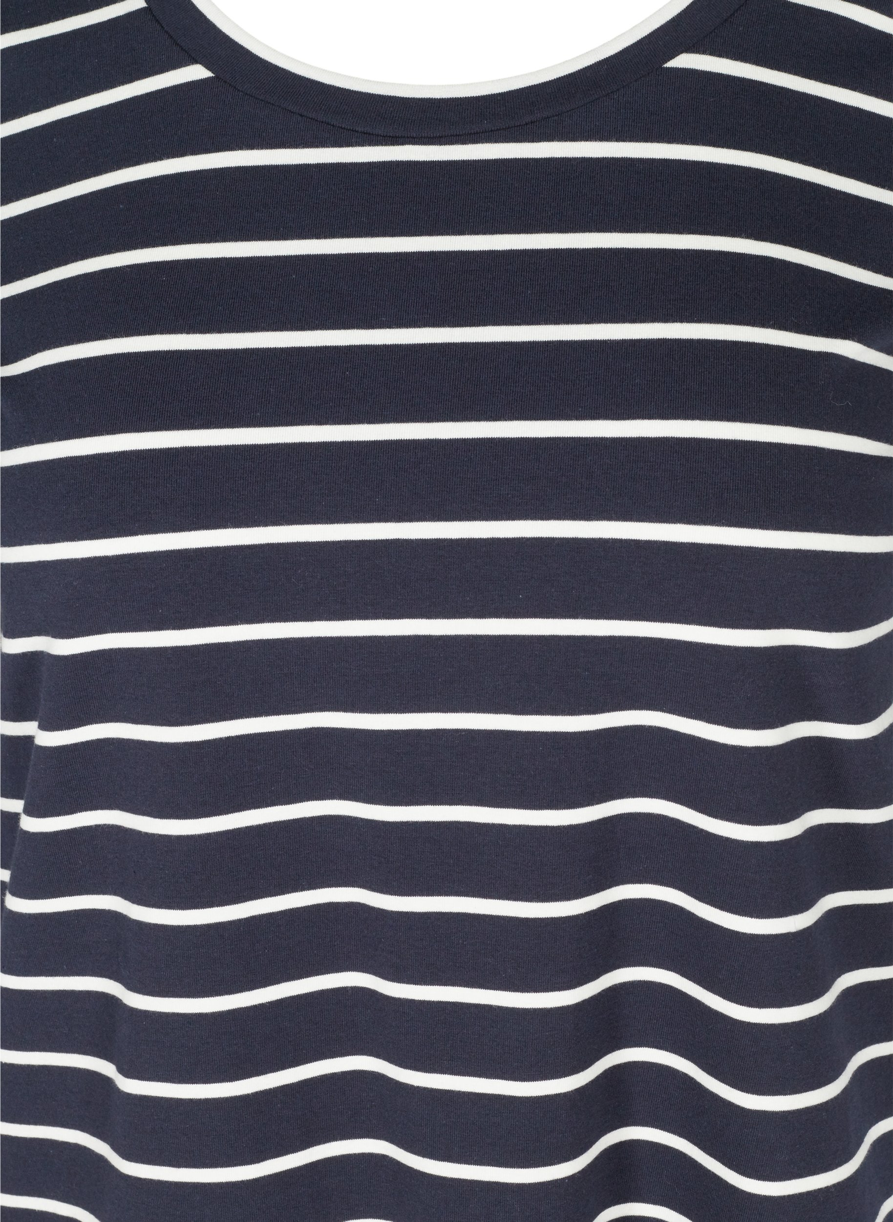 Stripete T-skjorte i bomull, Night Sky w. Egret , Packshot image number 2