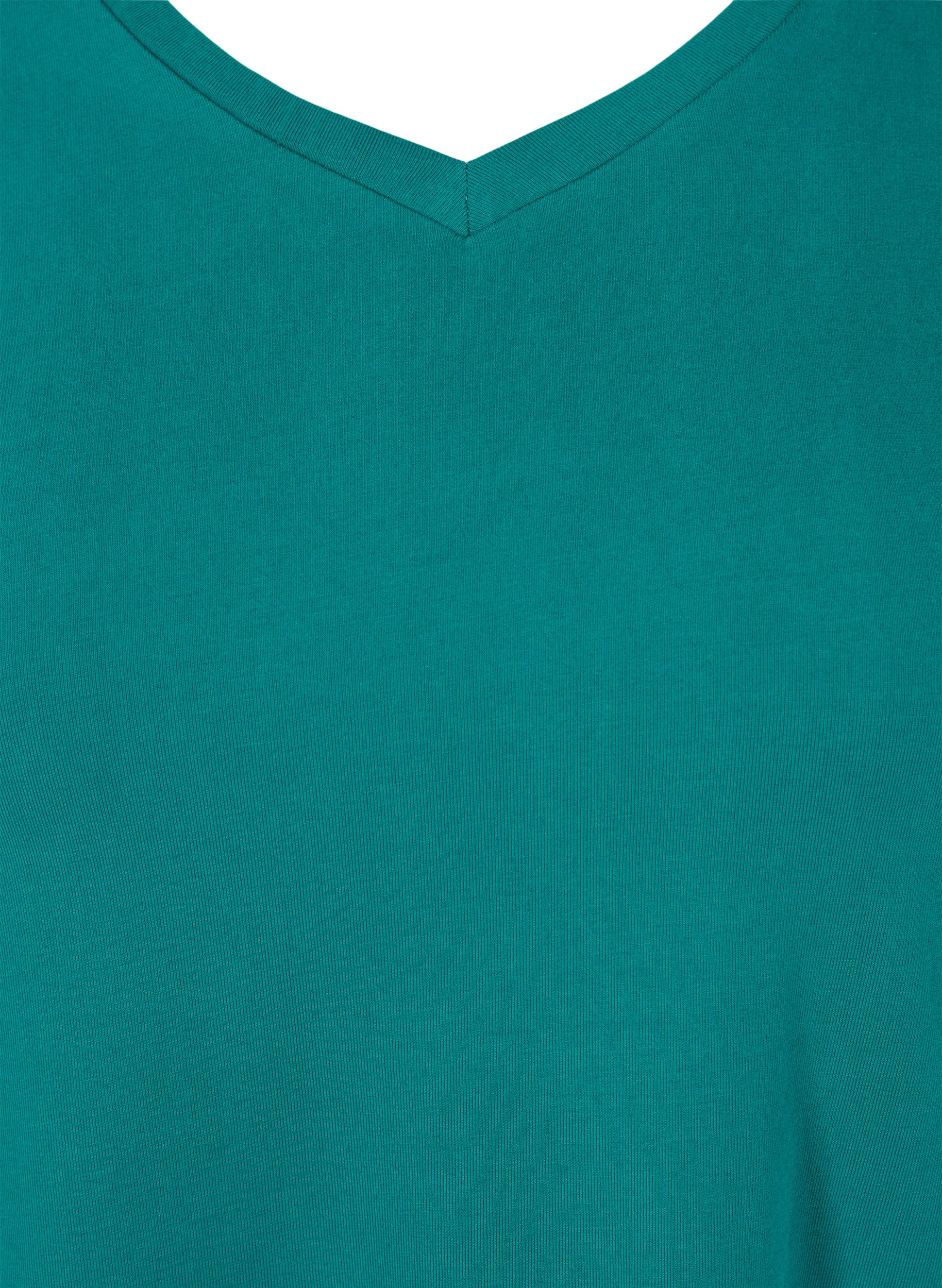 Basis T-skjorte med V-hals, Teal Green, Packshot image number 2