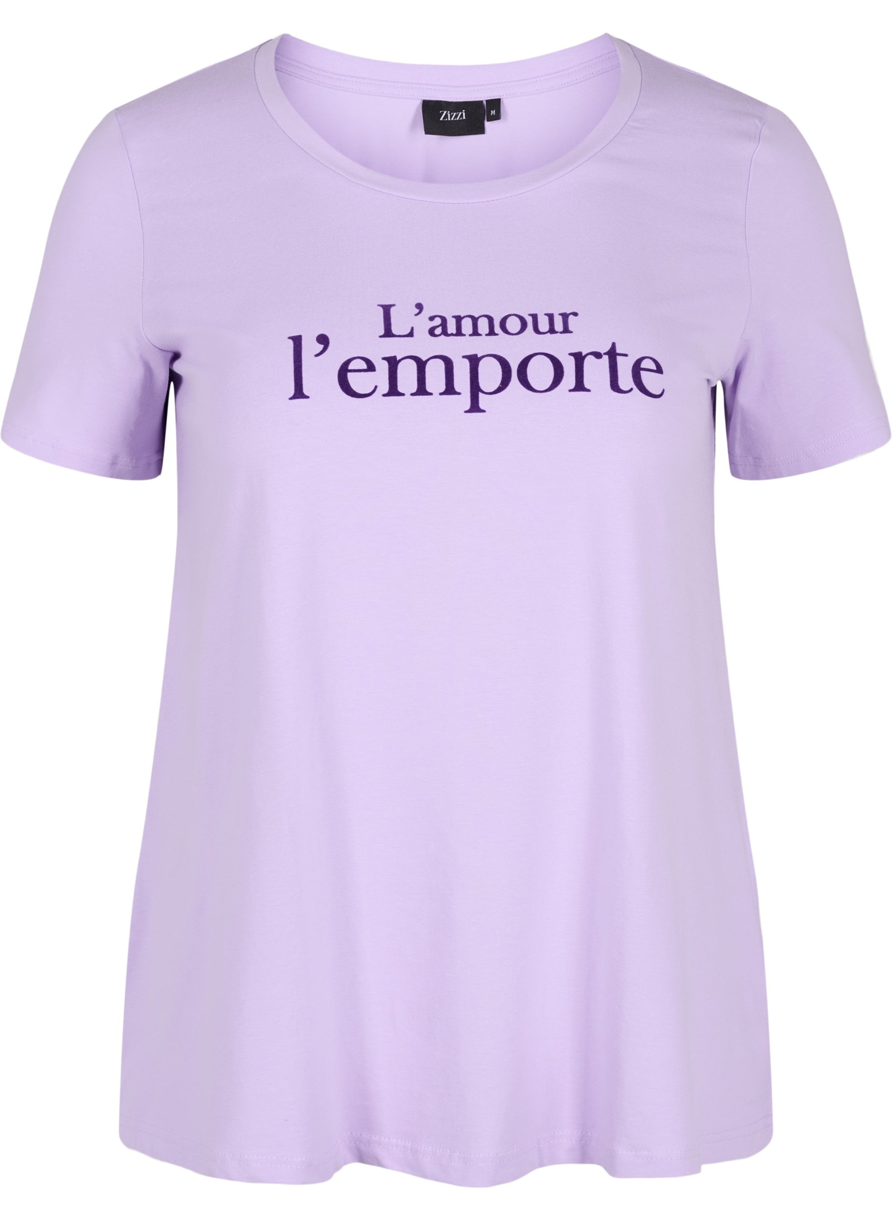 Kortermet T-skjorte i bomull med mønster,  Lavender LAMOUR, Packshot image number 0