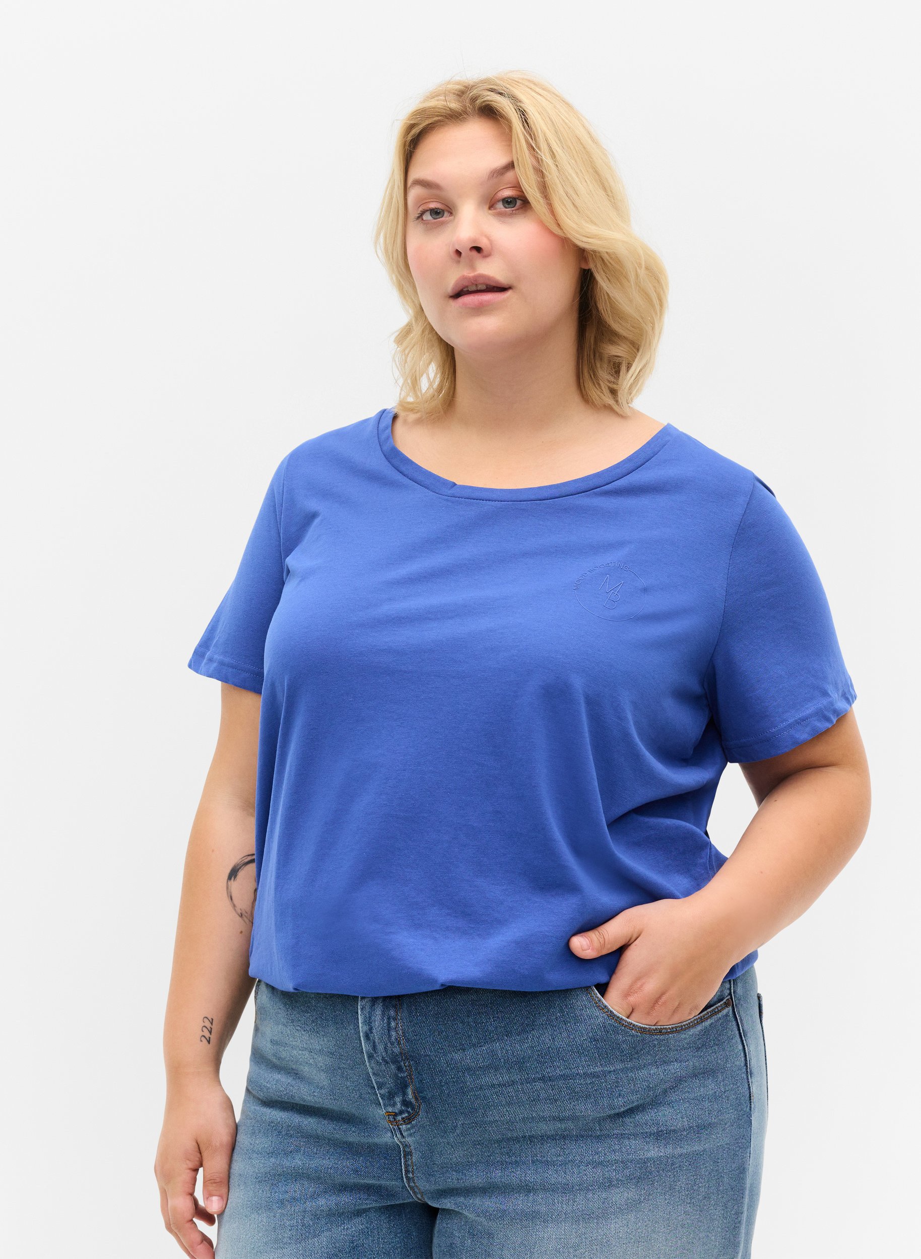 Kortermet T-skjorte med rund hals, Dazzling Blue MB, Model image number 0