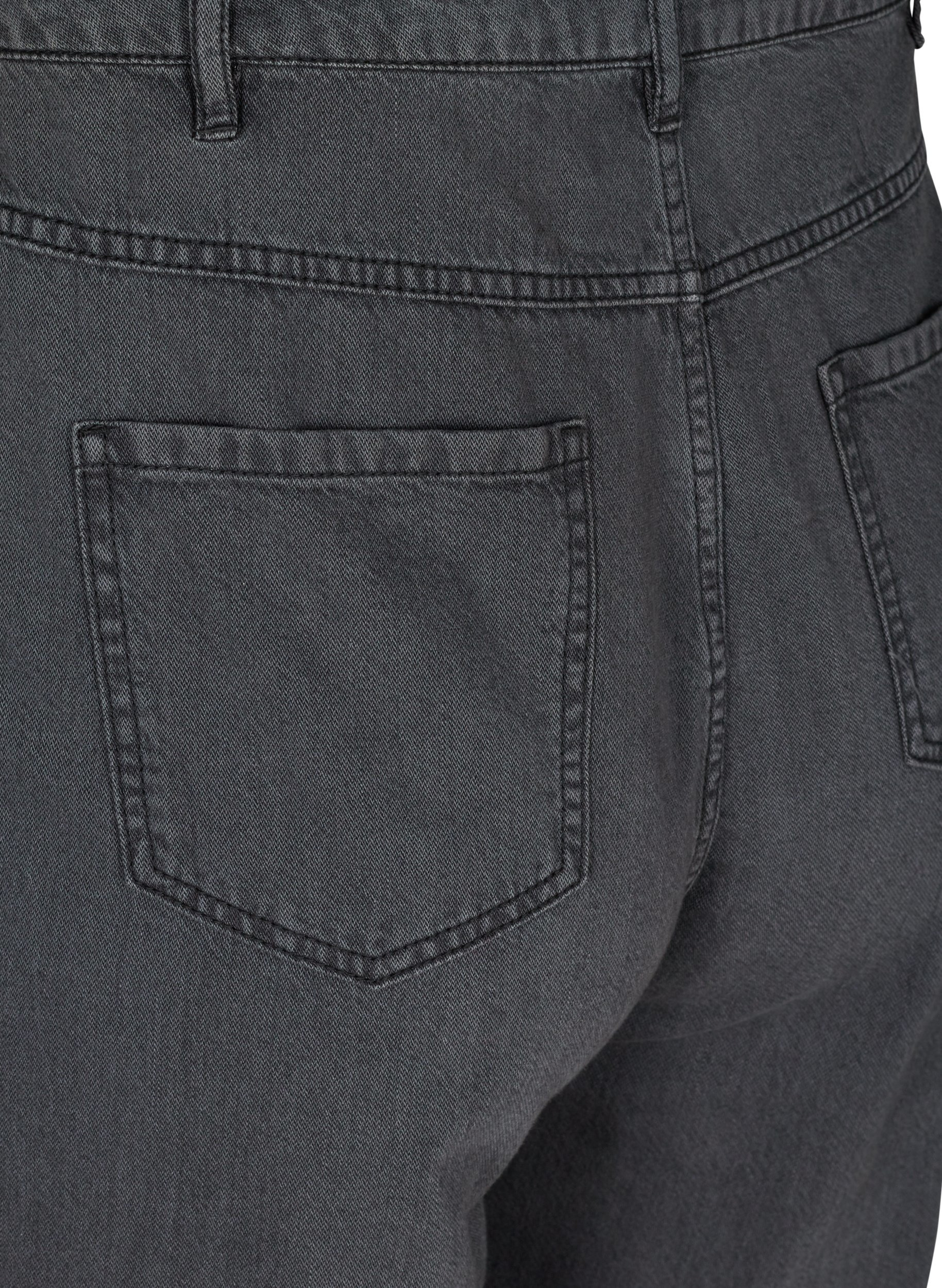Slouchy fit jeans med høyt liv, Black washed down, Packshot image number 3