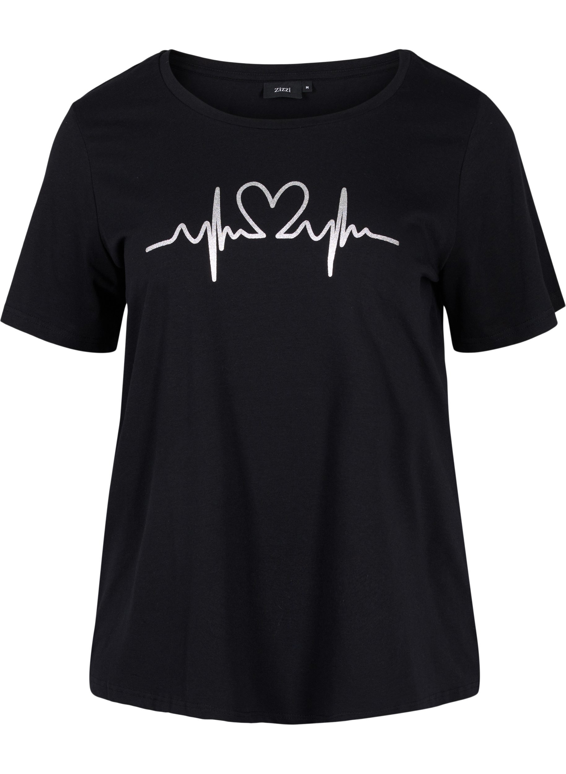 T-skjorte med trykk, Black HEARTBEAT, Packshot image number 0