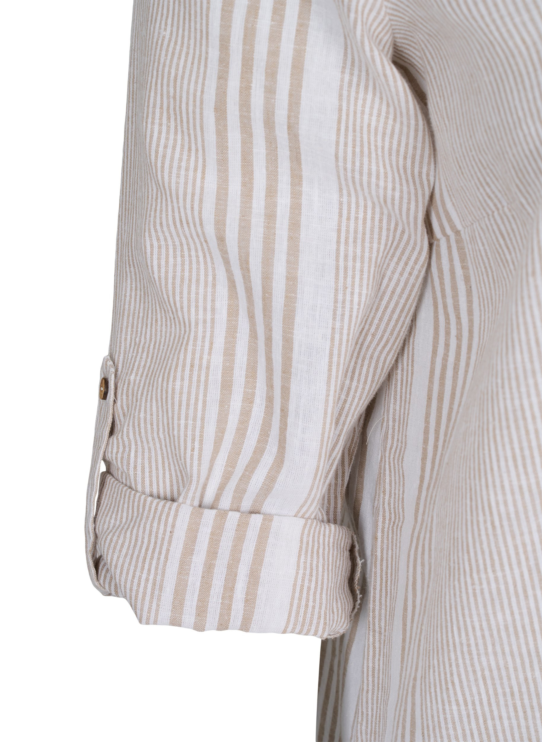 Kjole med V-hals og krage, White Taupe Stripe, Packshot image number 3