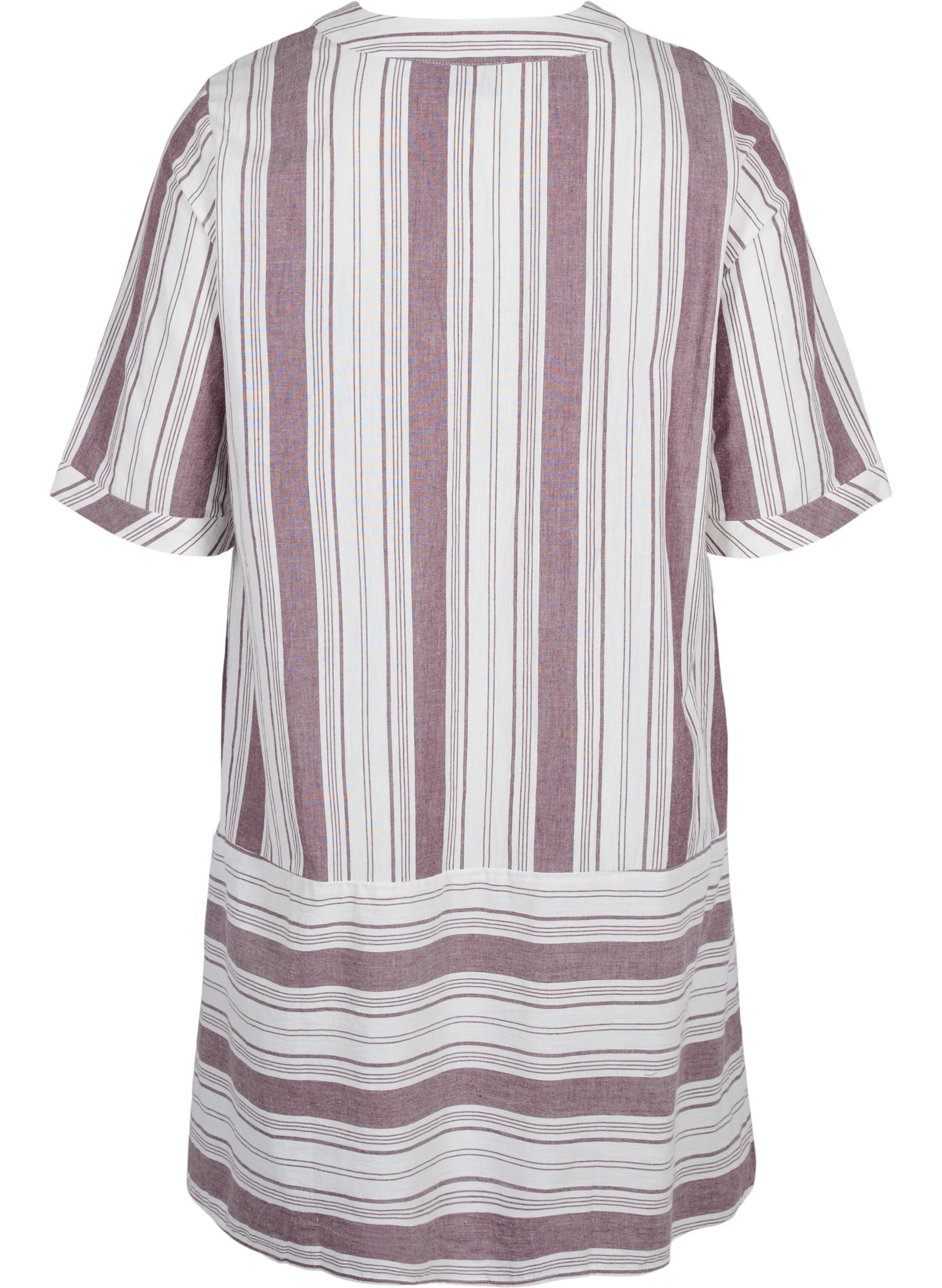 Stripete bomullskjole med korte ermer, Vineyard Wine Stripe, Packshot image number 1
