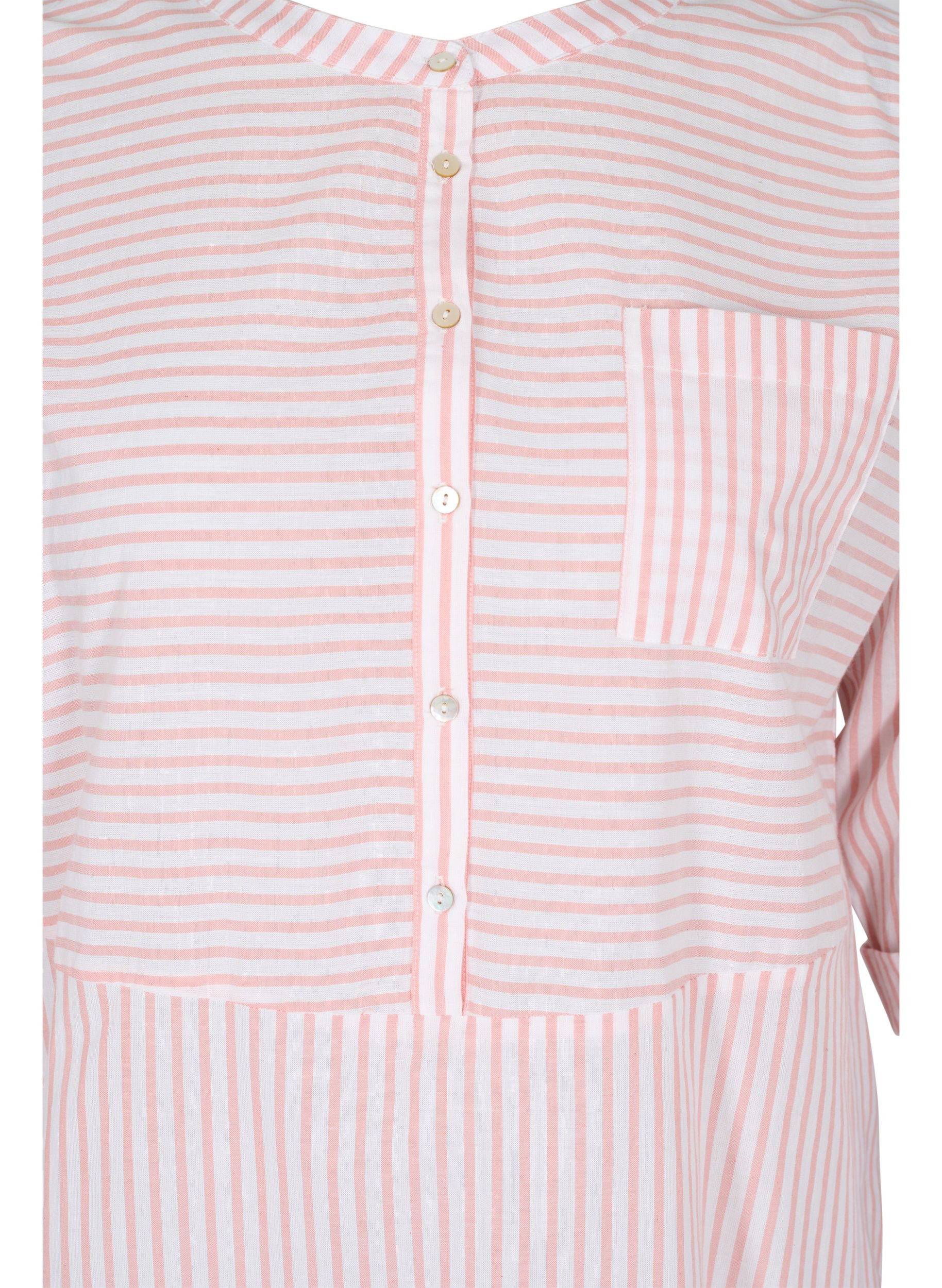 Stripete tunika med knapper og 3/4-ermer, Rose Tan Stripe, Packshot image number 2