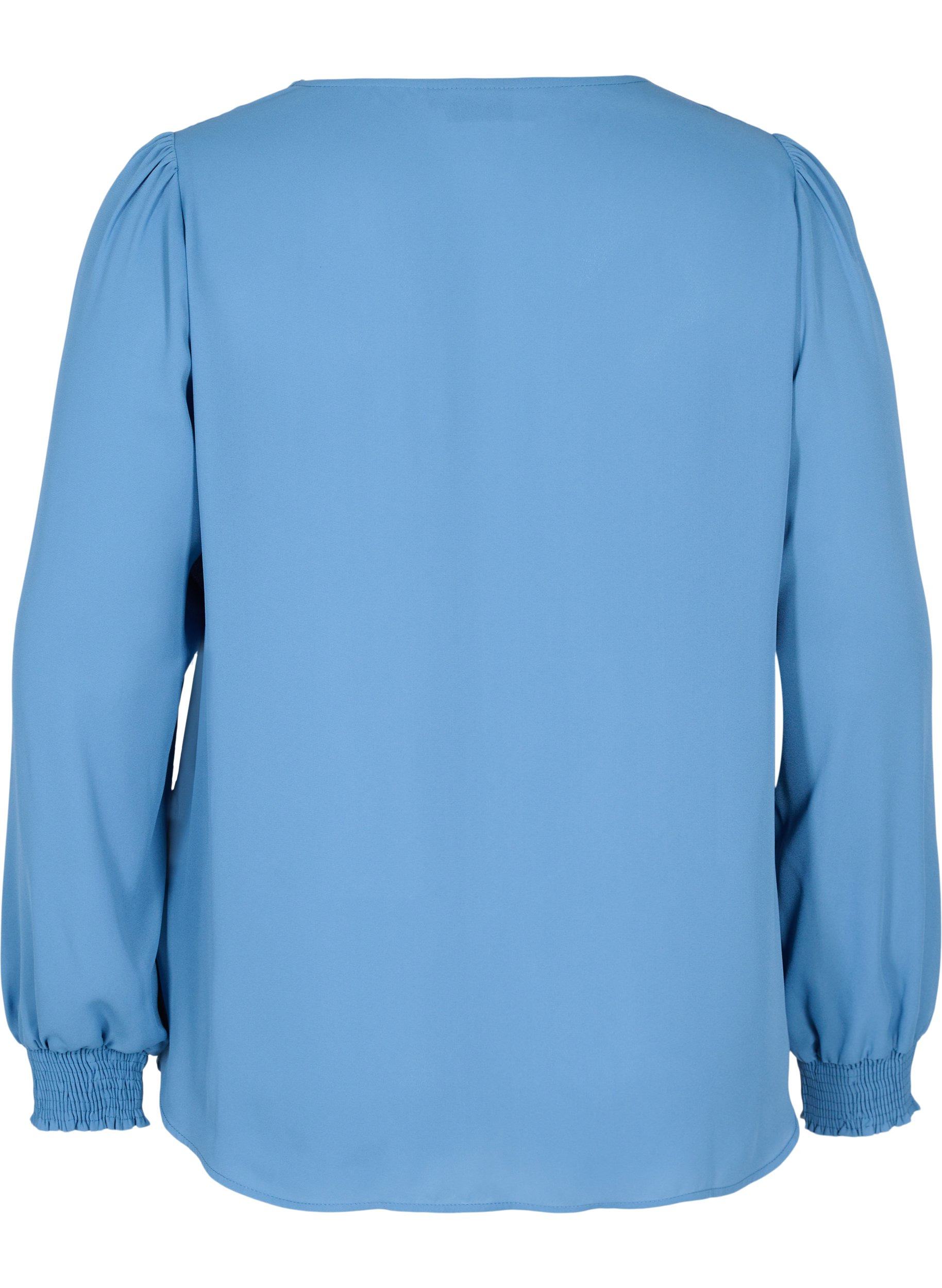 Skjorte med V-hals og smock, Captains Blue, Packshot image number 1