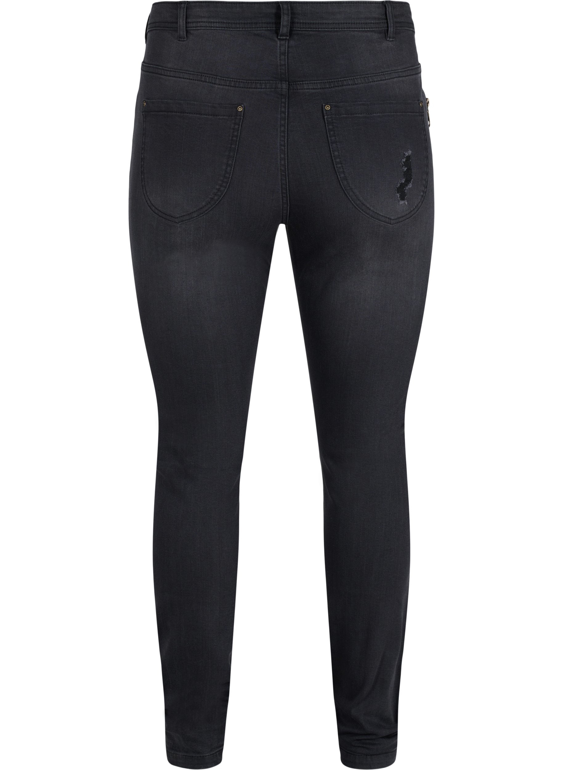 Super slim Amy jeans med splitt og knapper, Grey Denim, Packshot image number 1