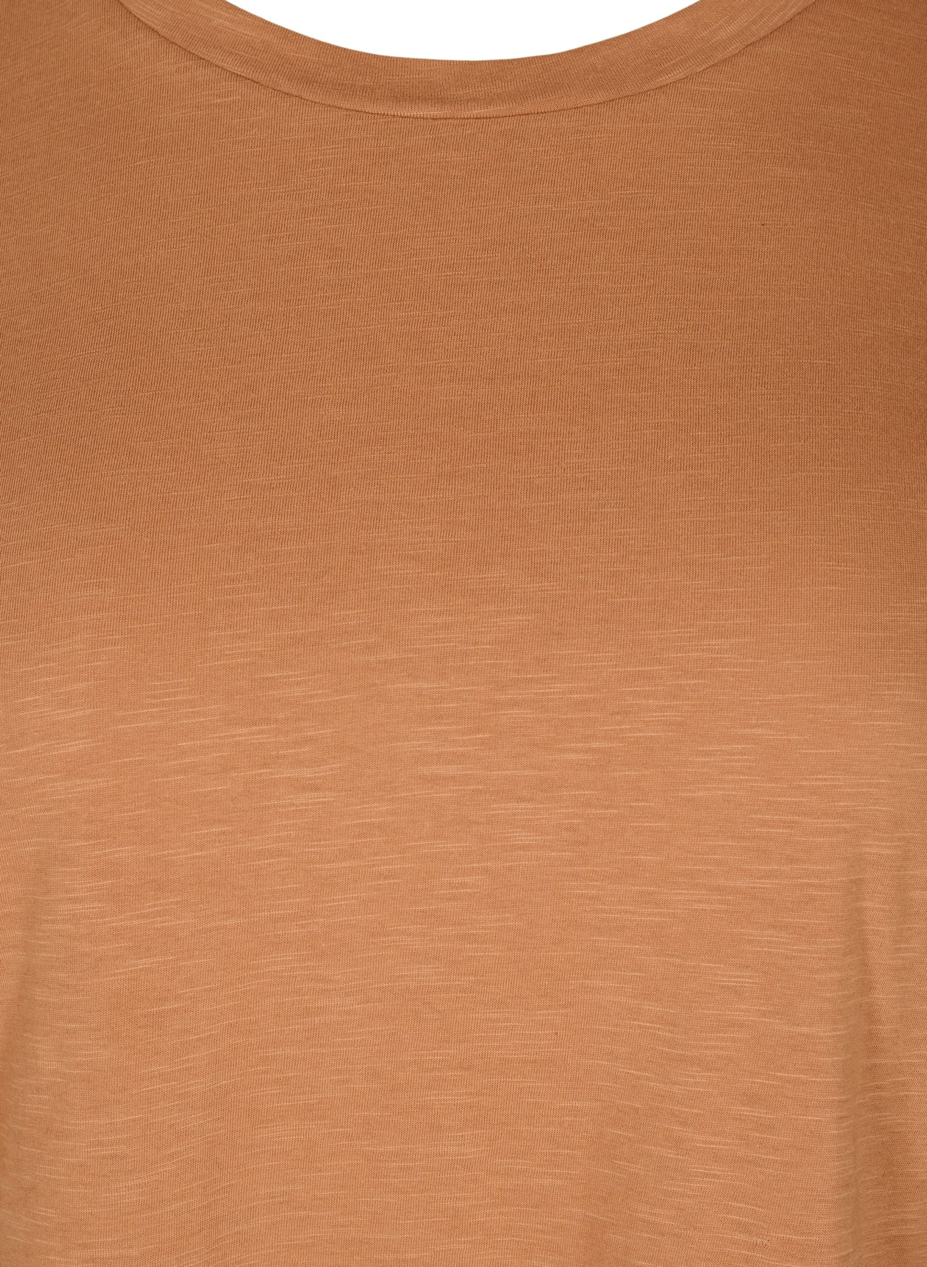 T-skjorte i bomull med korte ermer, Pecan Brown, Packshot image number 2