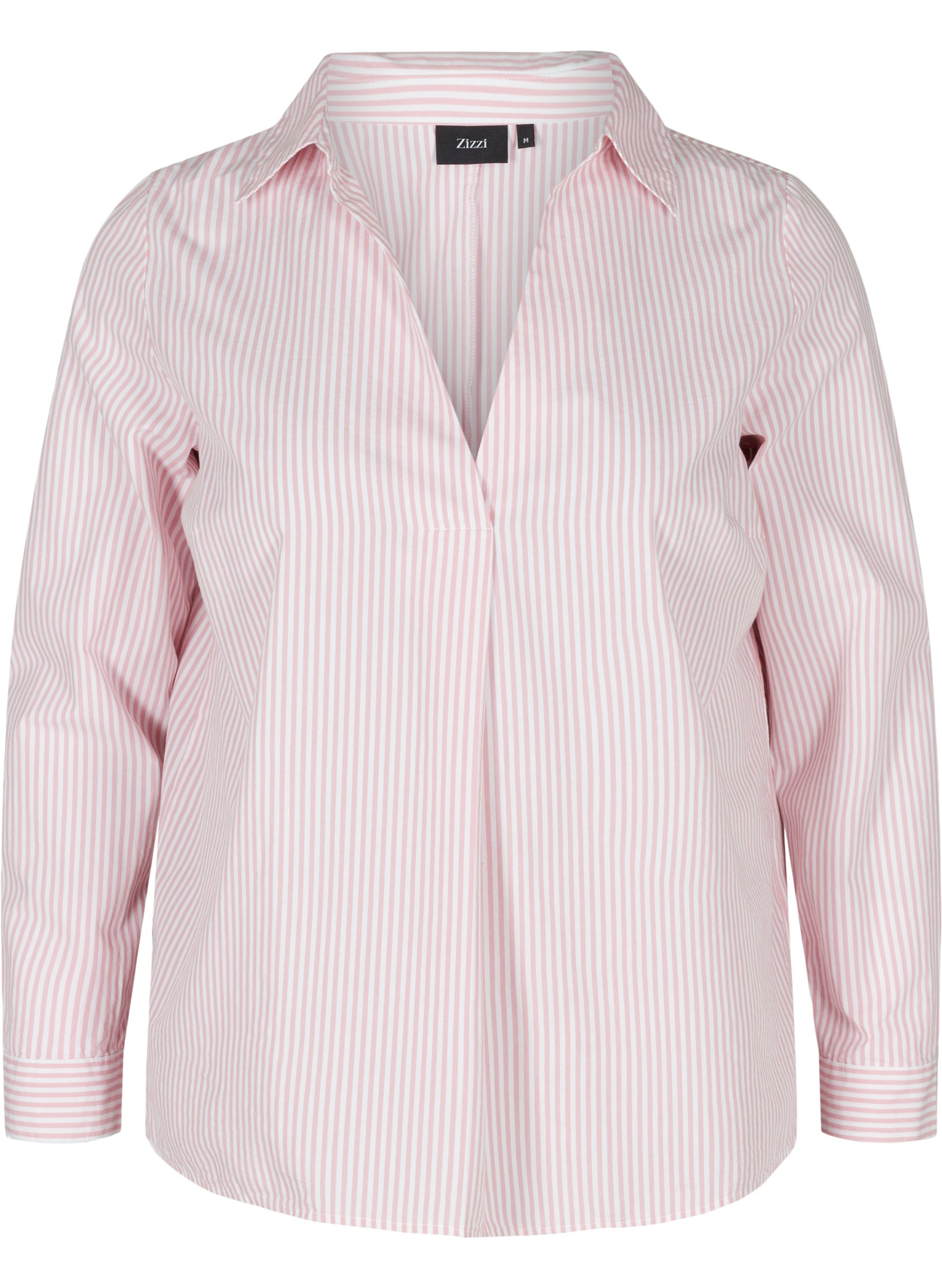 Stripete skjorte i økologisk bomull, Blush Stripe, Packshot image number 0